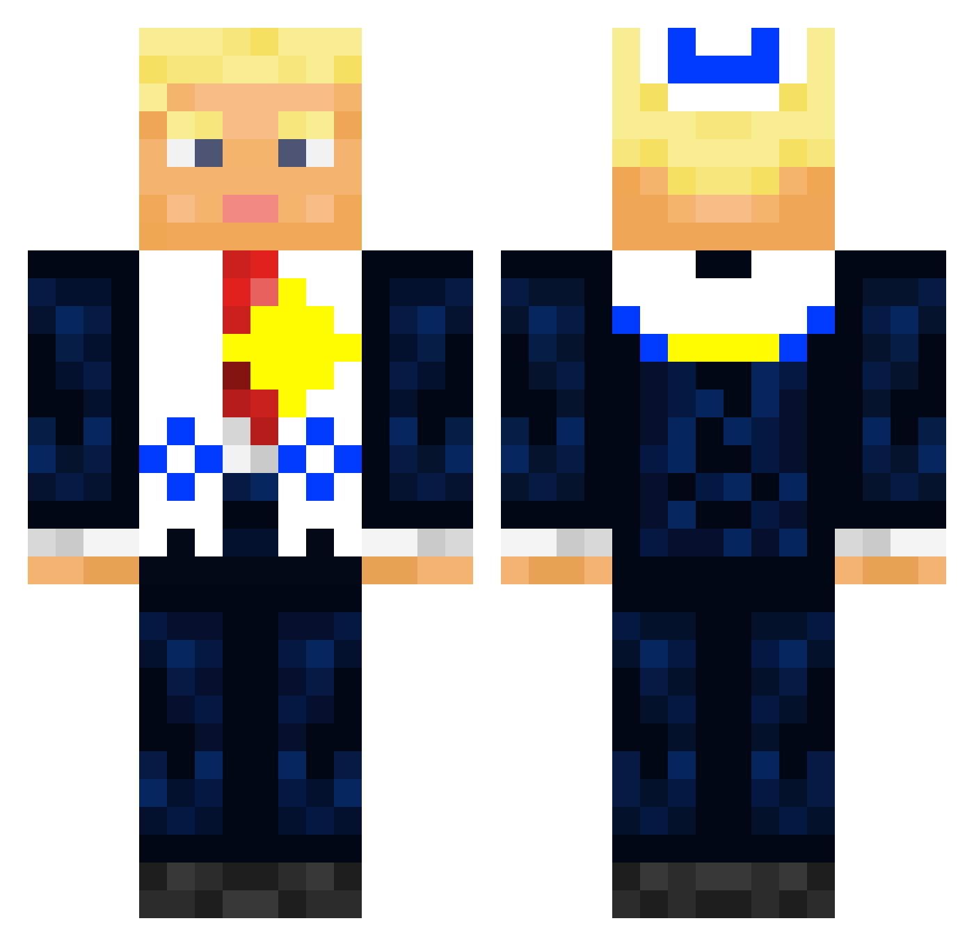 elvictor7 Minecraft skin, front and back view