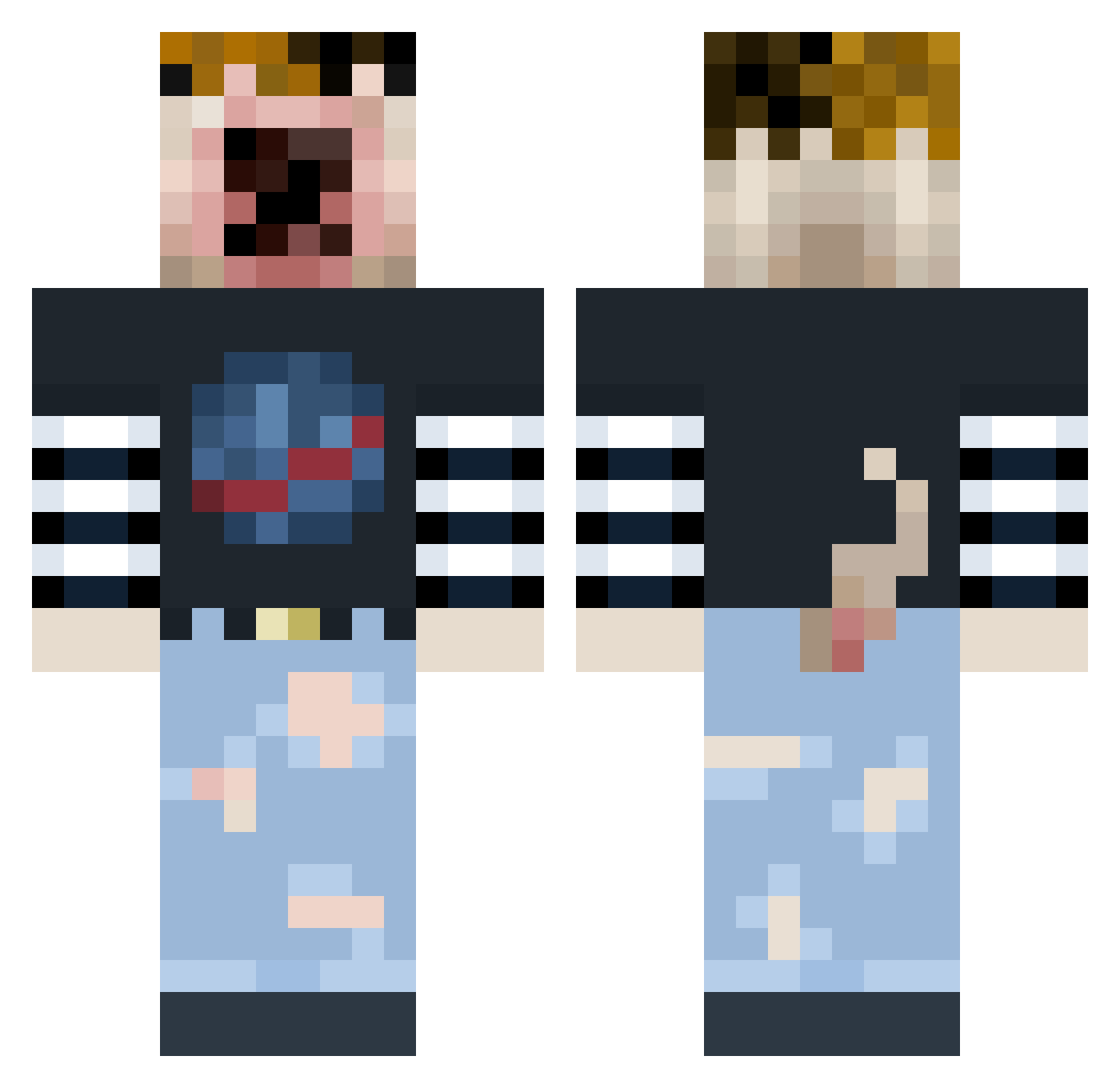 Quazzi Minecraft skin, front and back view