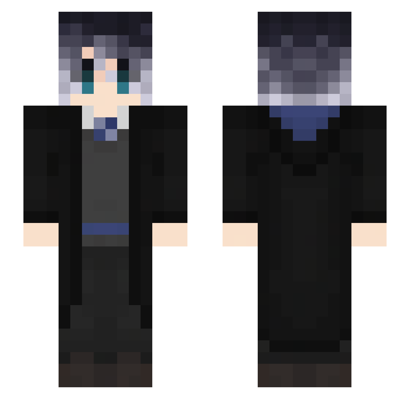 Skyiing Minecraft skin, front and back view