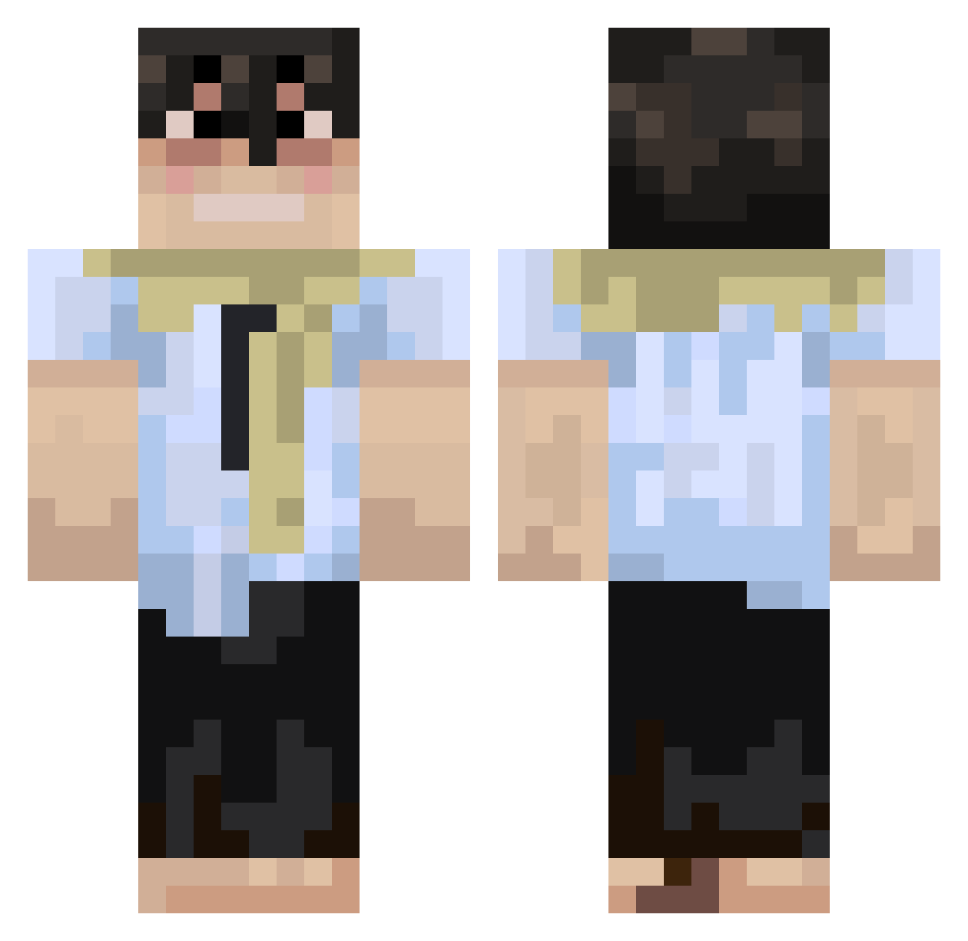 Qube_But_Not Minecraft skin, front and back view