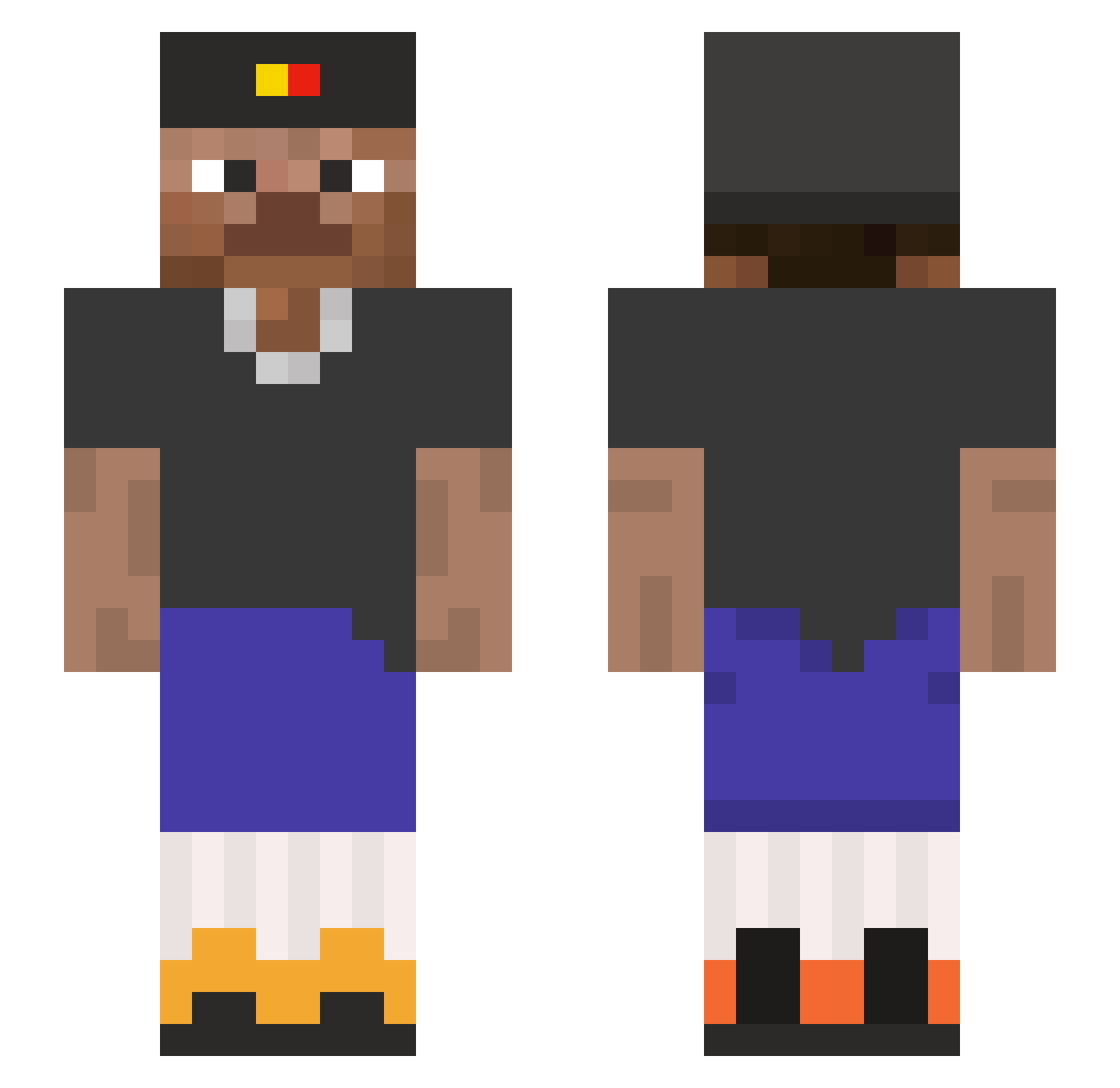 dikr Minecraft skin, front and back view