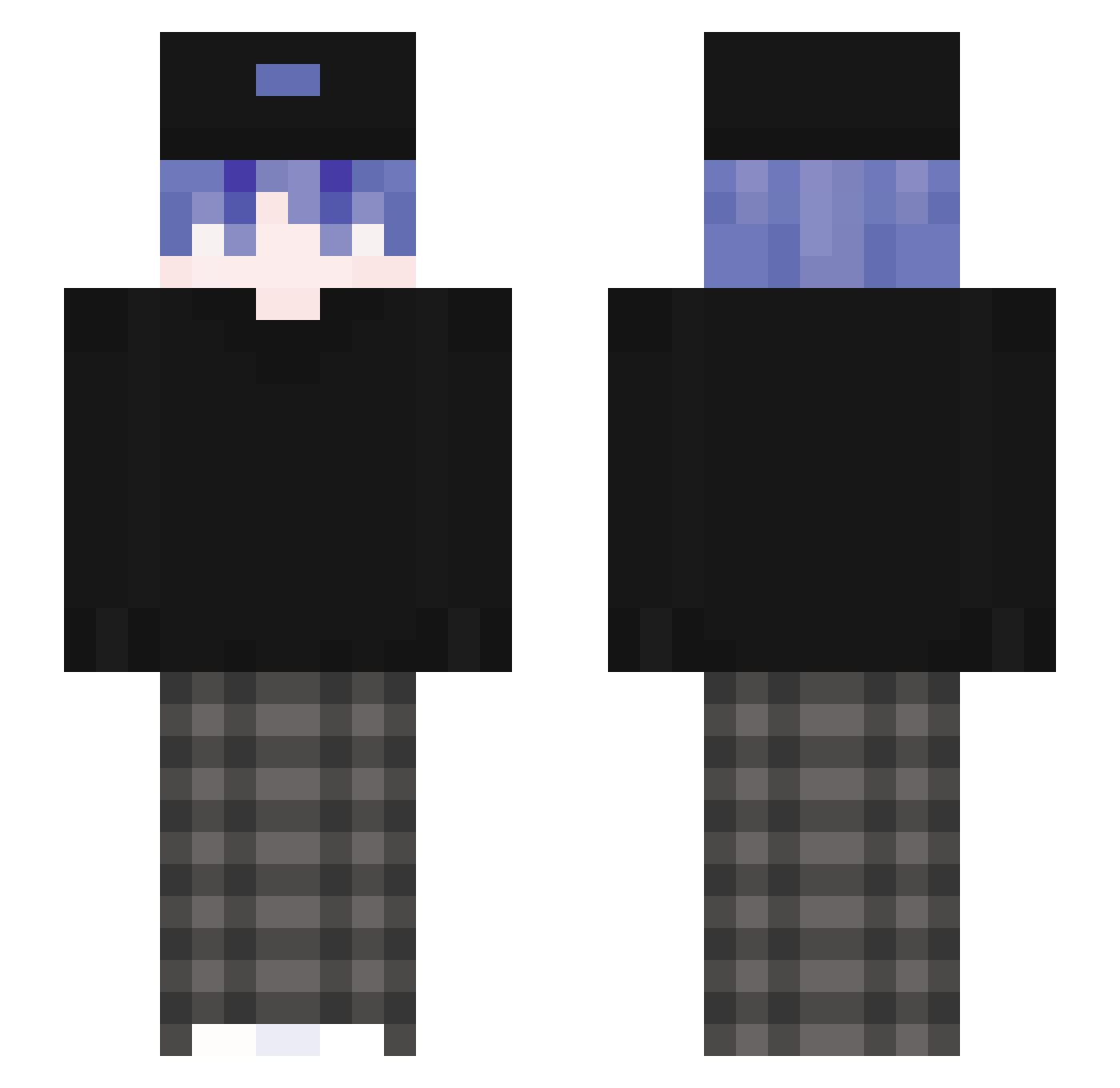 yDnxx Minecraft skin, front and back view