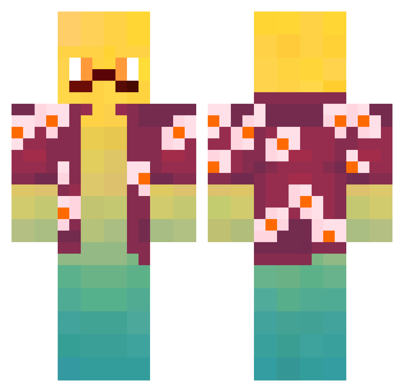 GoldenChampion Minecraft skin, front and back view