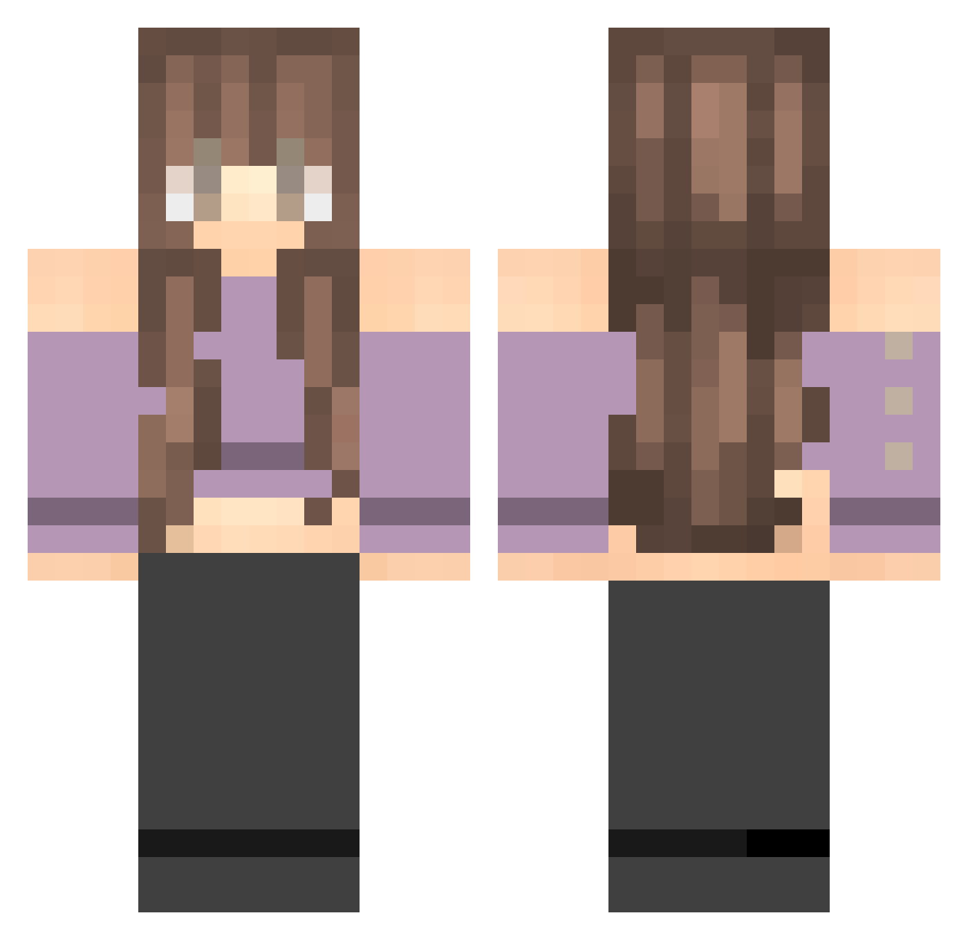 Rexraph Minecraft skin, front and back view
