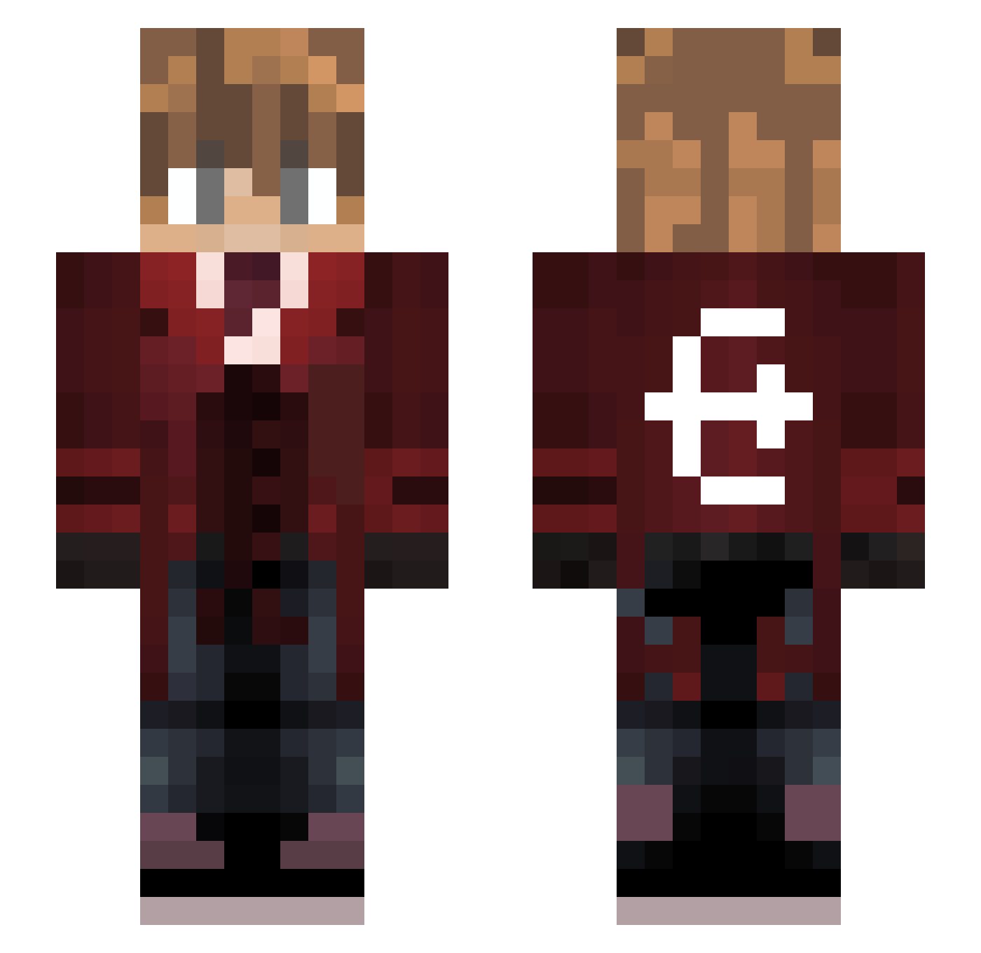 ThelFox Minecraft skin, front and back view