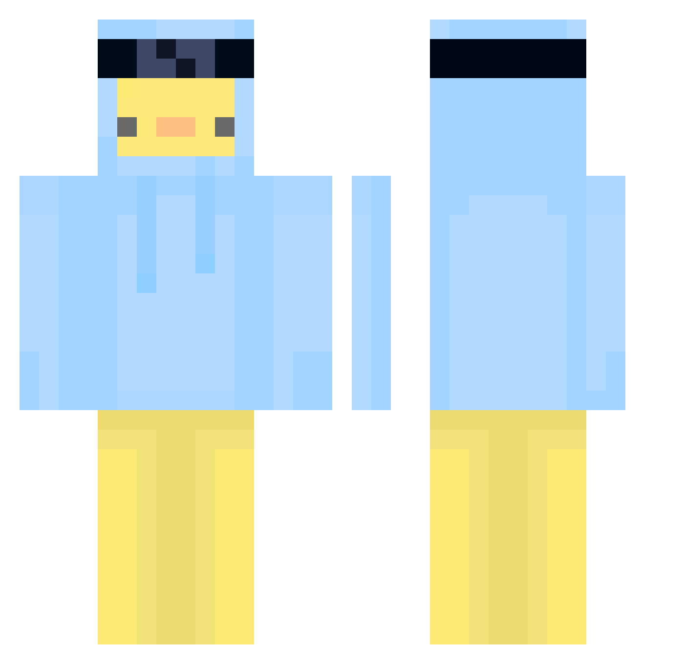 siqew Minecraft skin, front and back view
