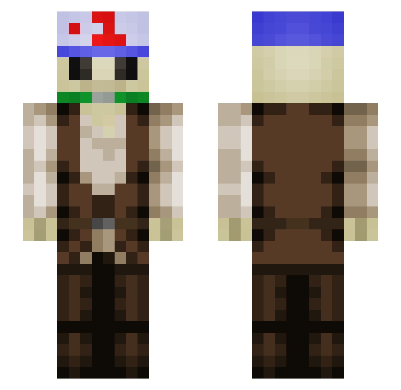 SusSoap Minecraft skin, front and back view
