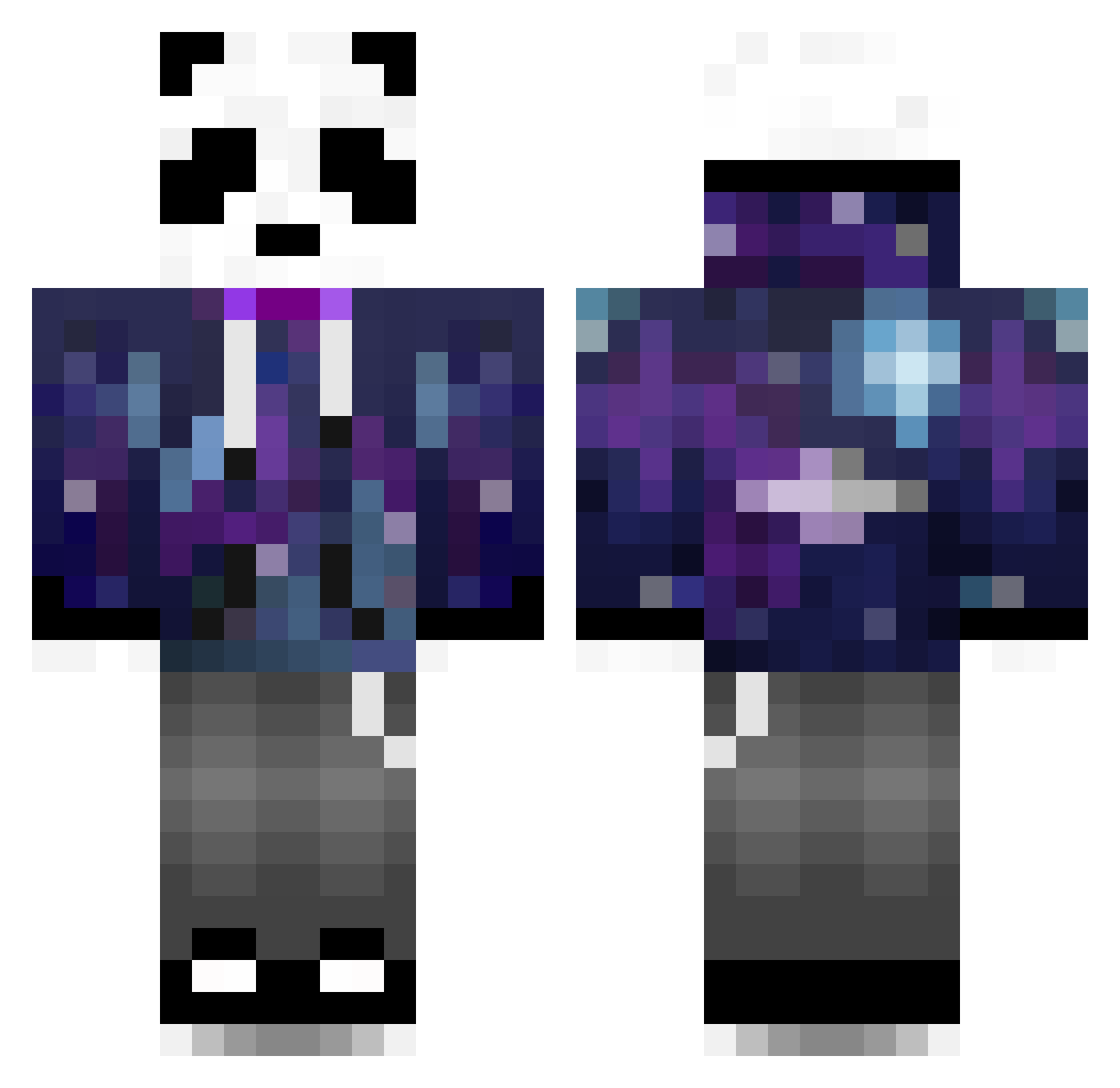 WaveySavage Minecraft skin, front and back view