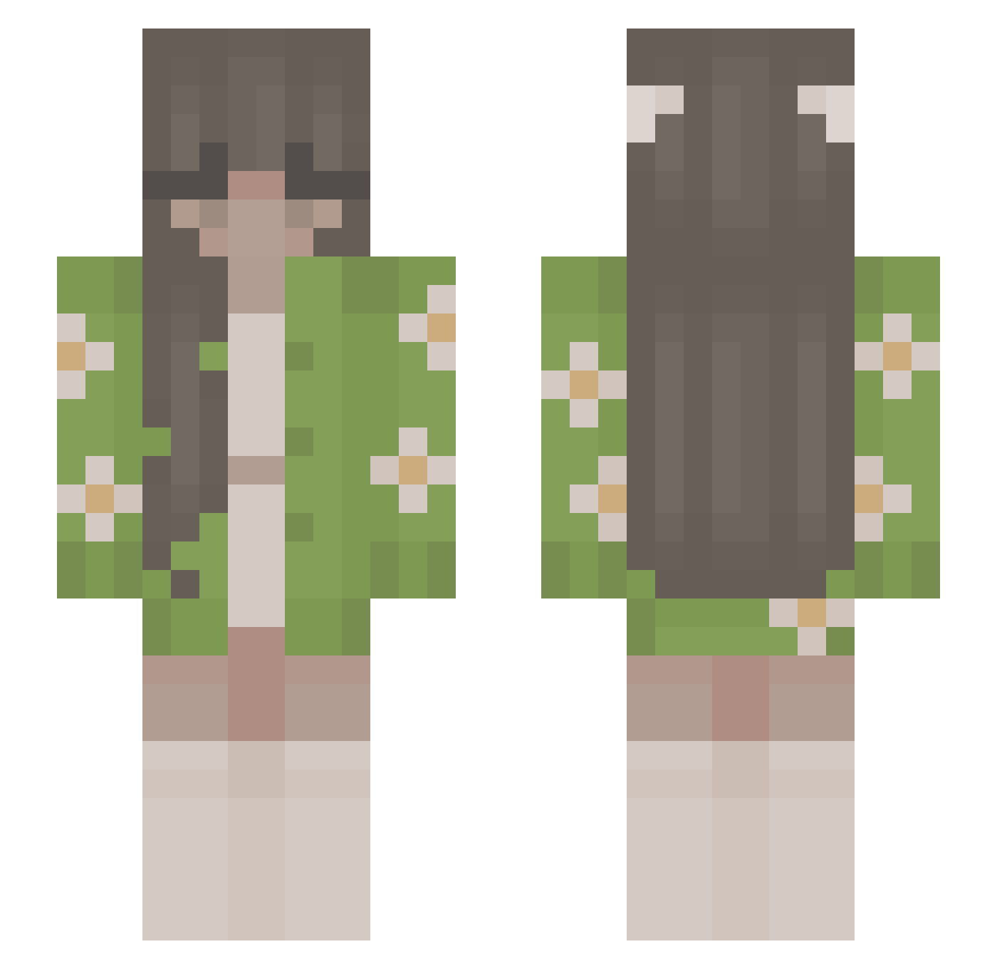 NoHaxJustKodak Minecraft skin, front and back view