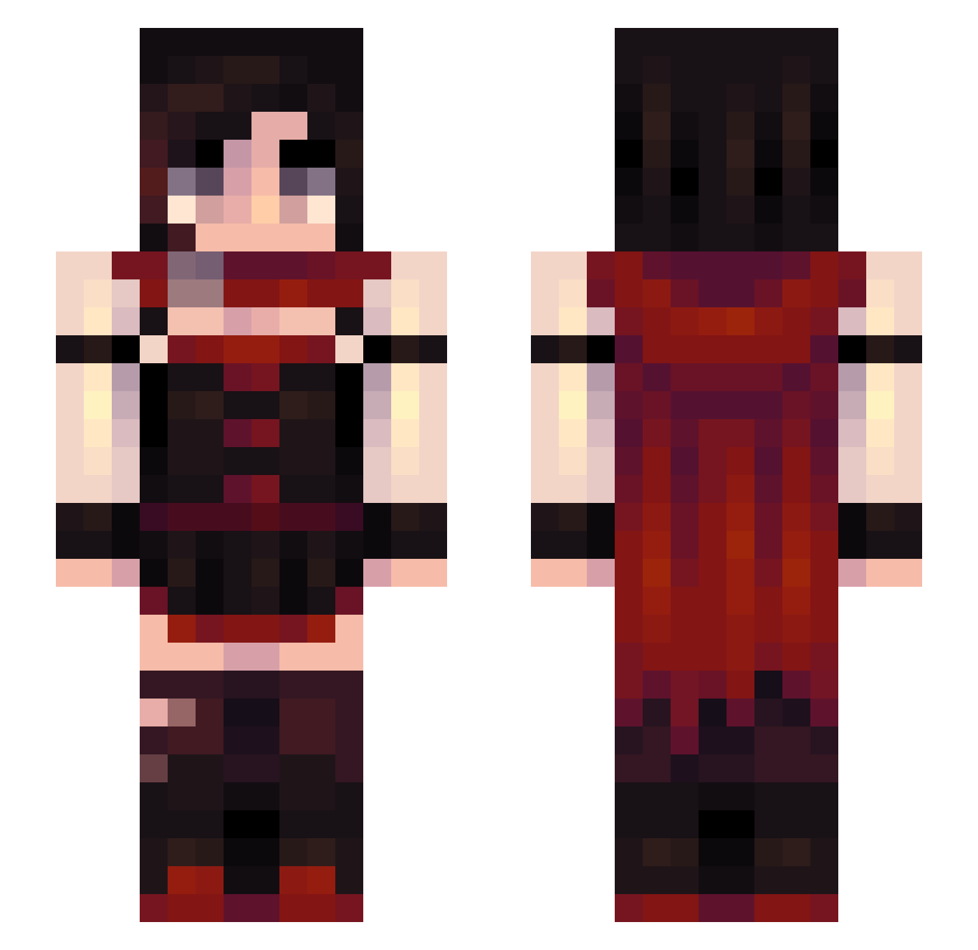 RubyRose1025 Minecraft skin, front and back view