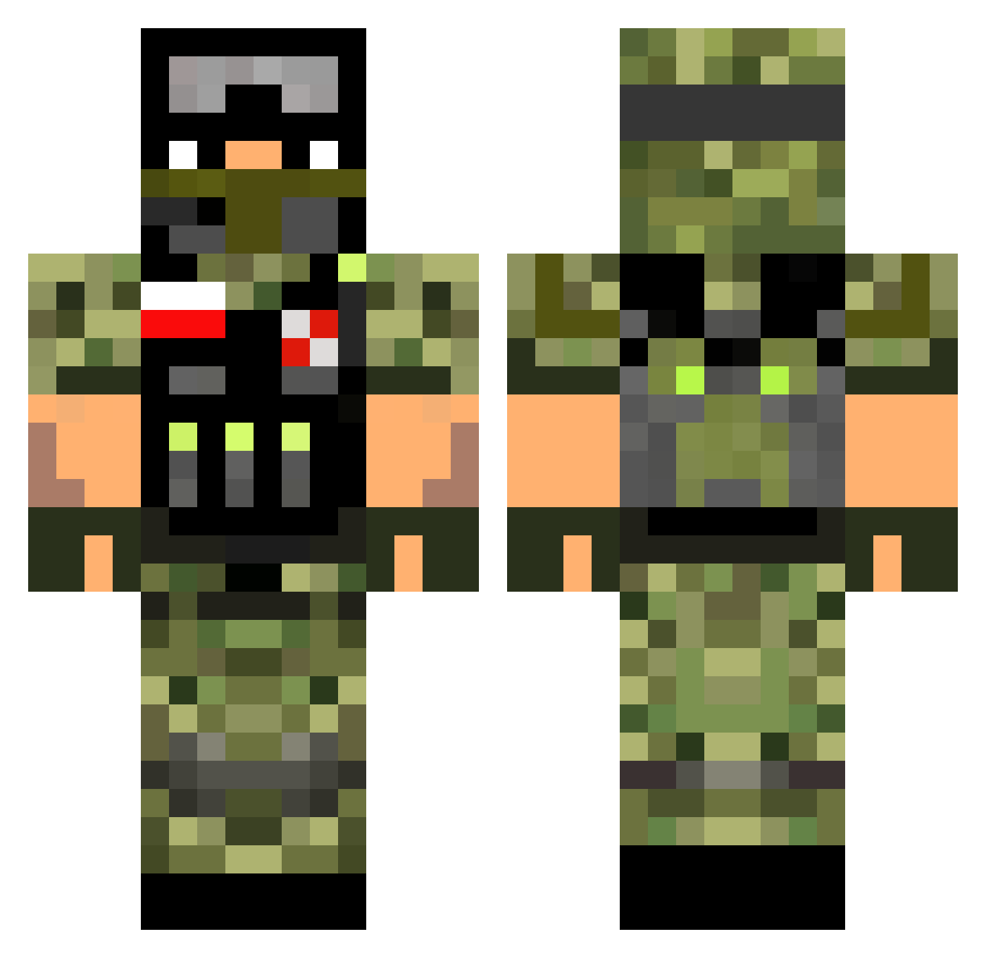 SplitLegs Minecraft skin, front and back view