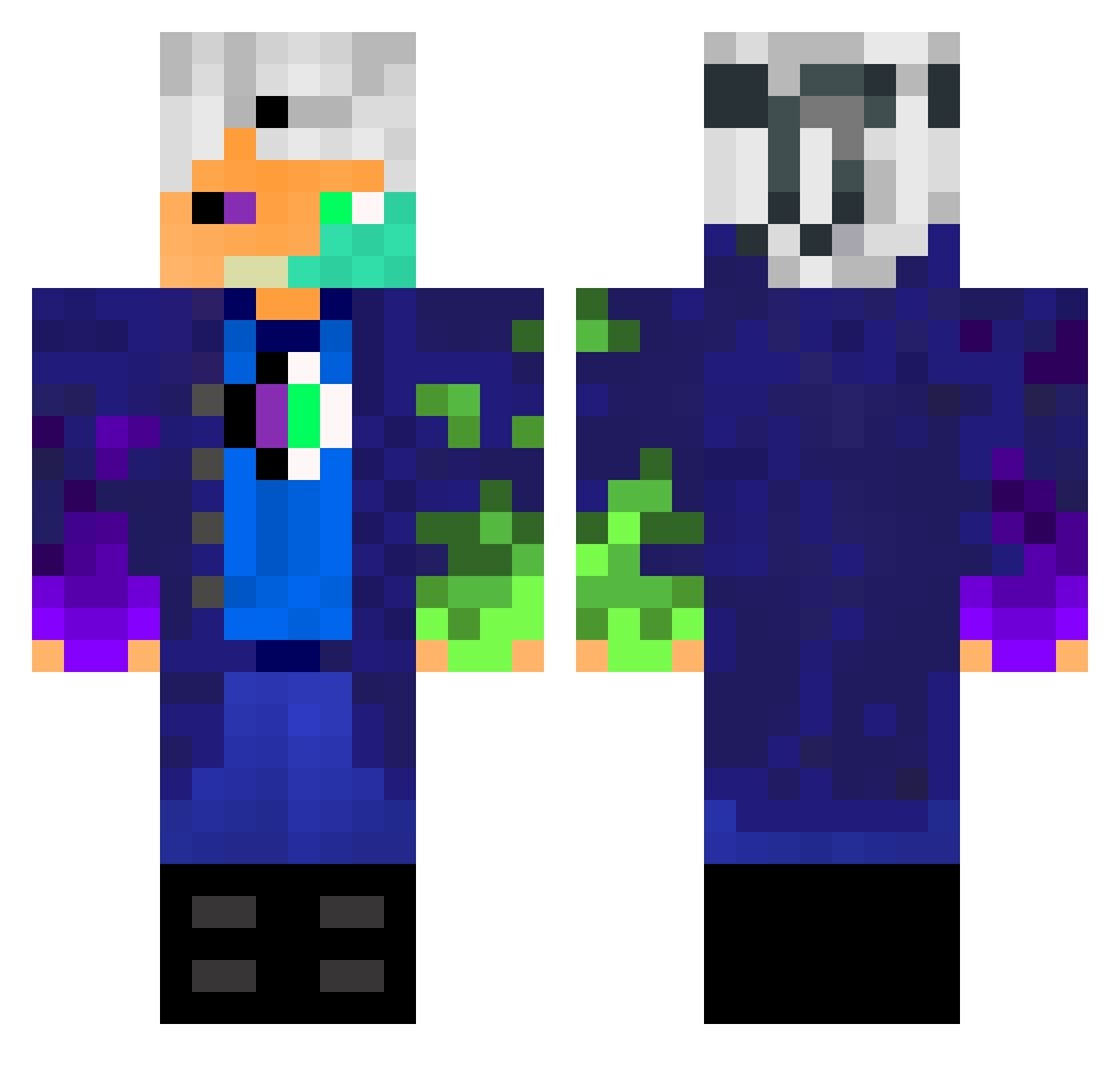 RoasterD_Toaster Minecraft skin, front and back view