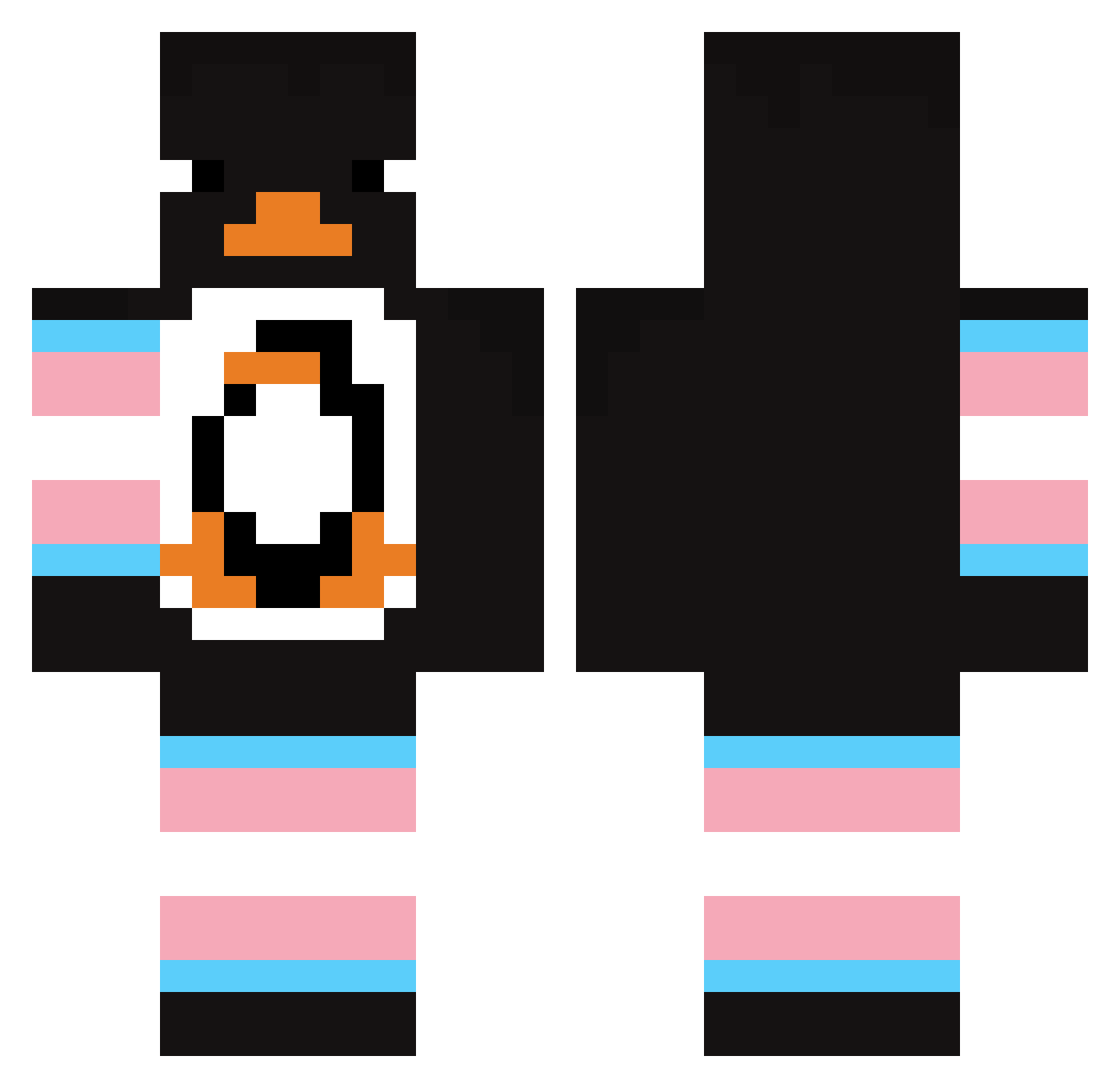 AxolotlPeiniger Minecraft skin, front and back view
