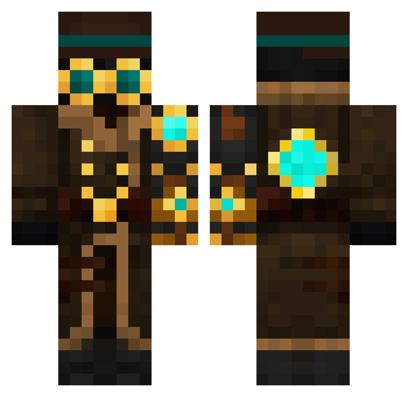 Mustela Minecraft skin, front and back view