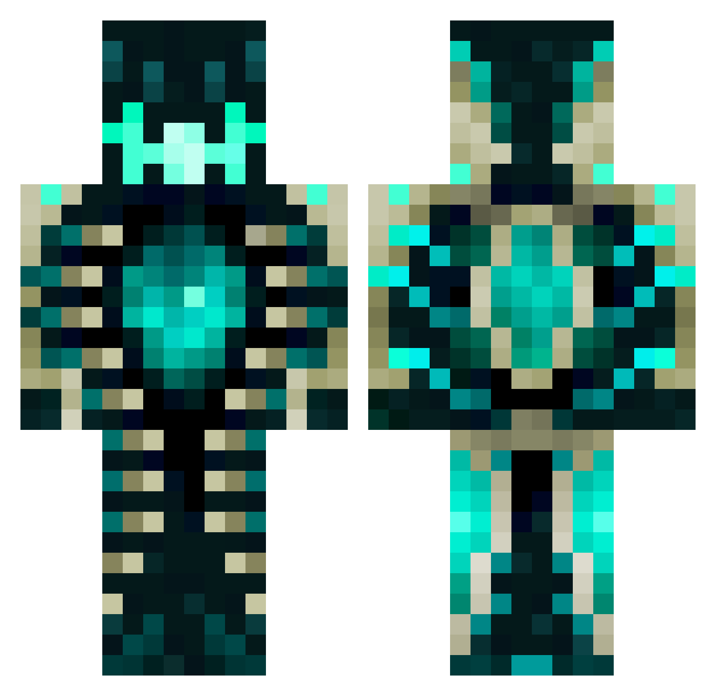 Grimsters Minecraft skin, front and back view