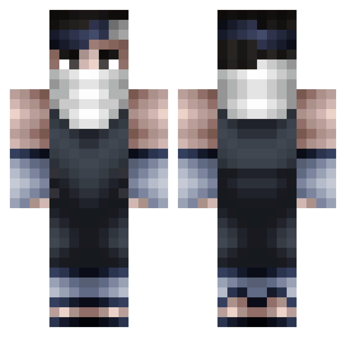 Zefox21 Minecraft skin, front and back view
