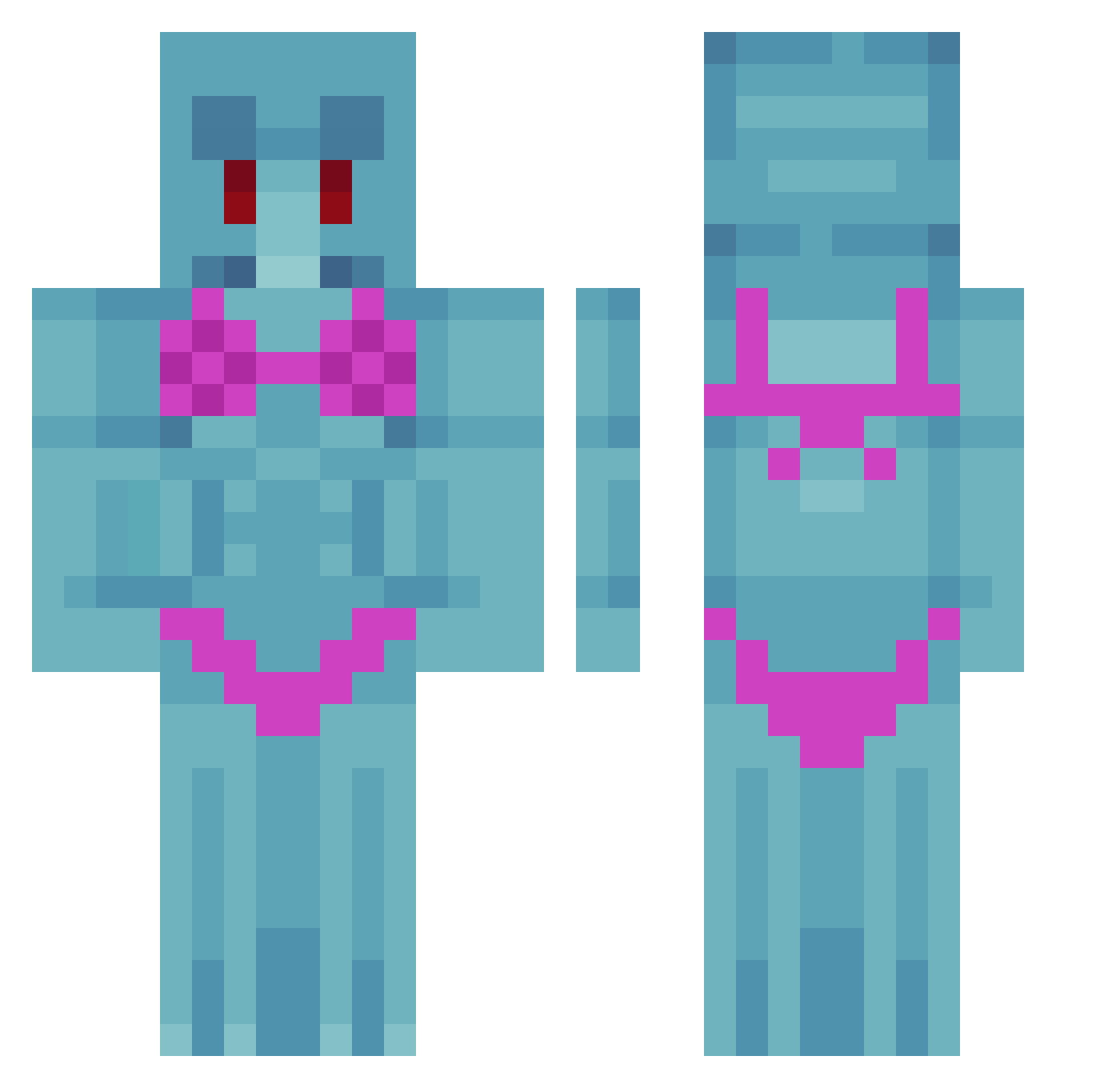 Lepmet Minecraft skin, front and back view