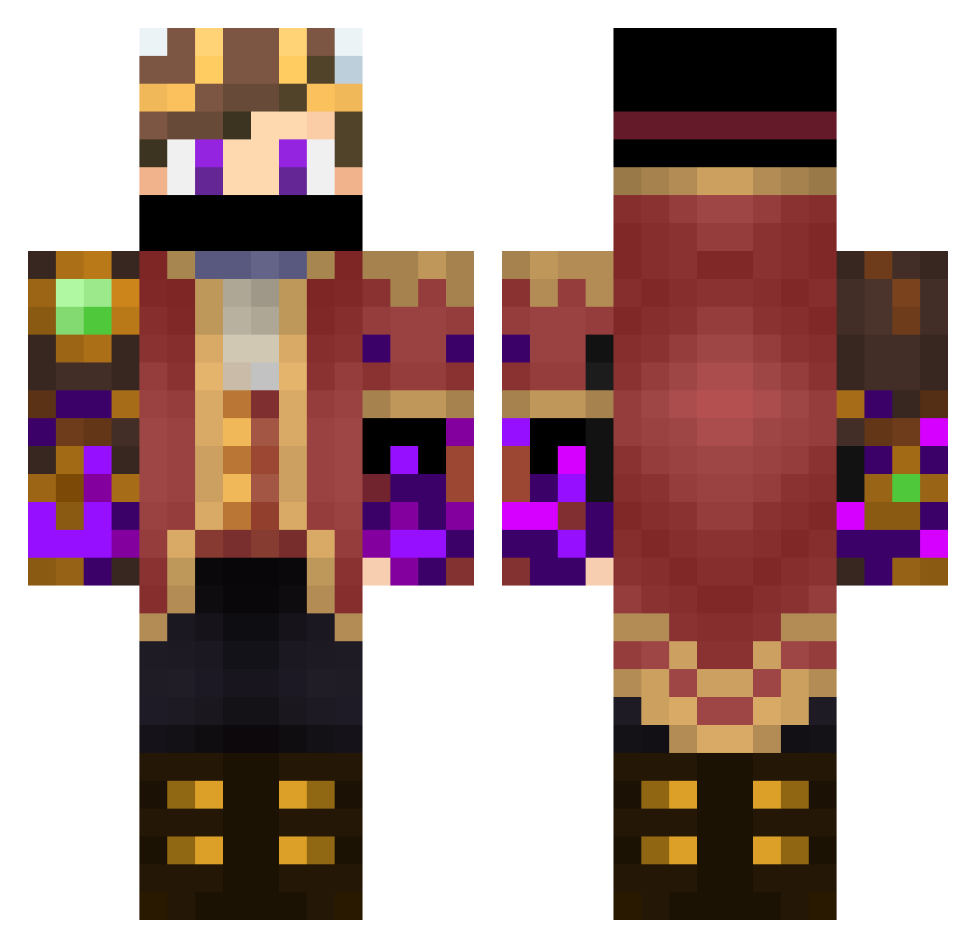 Rockety521 Minecraft skin, front and back view
