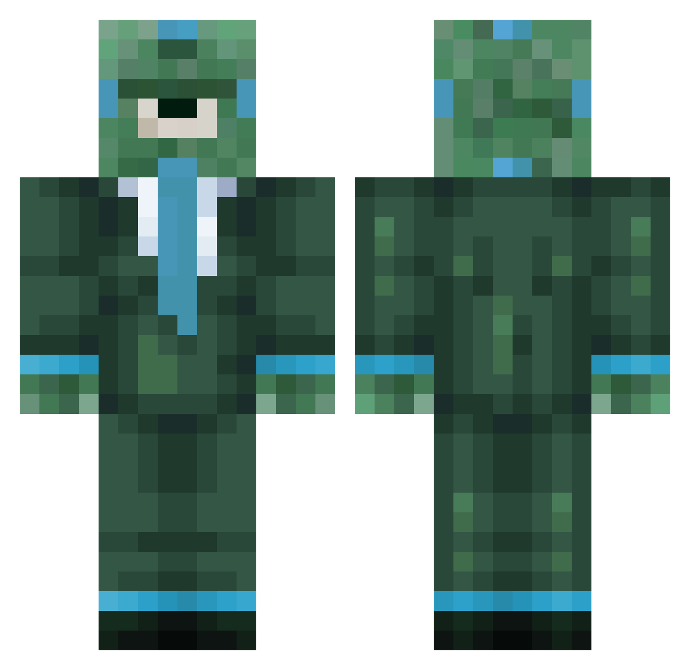 Toogen Minecraft skin, front and back view