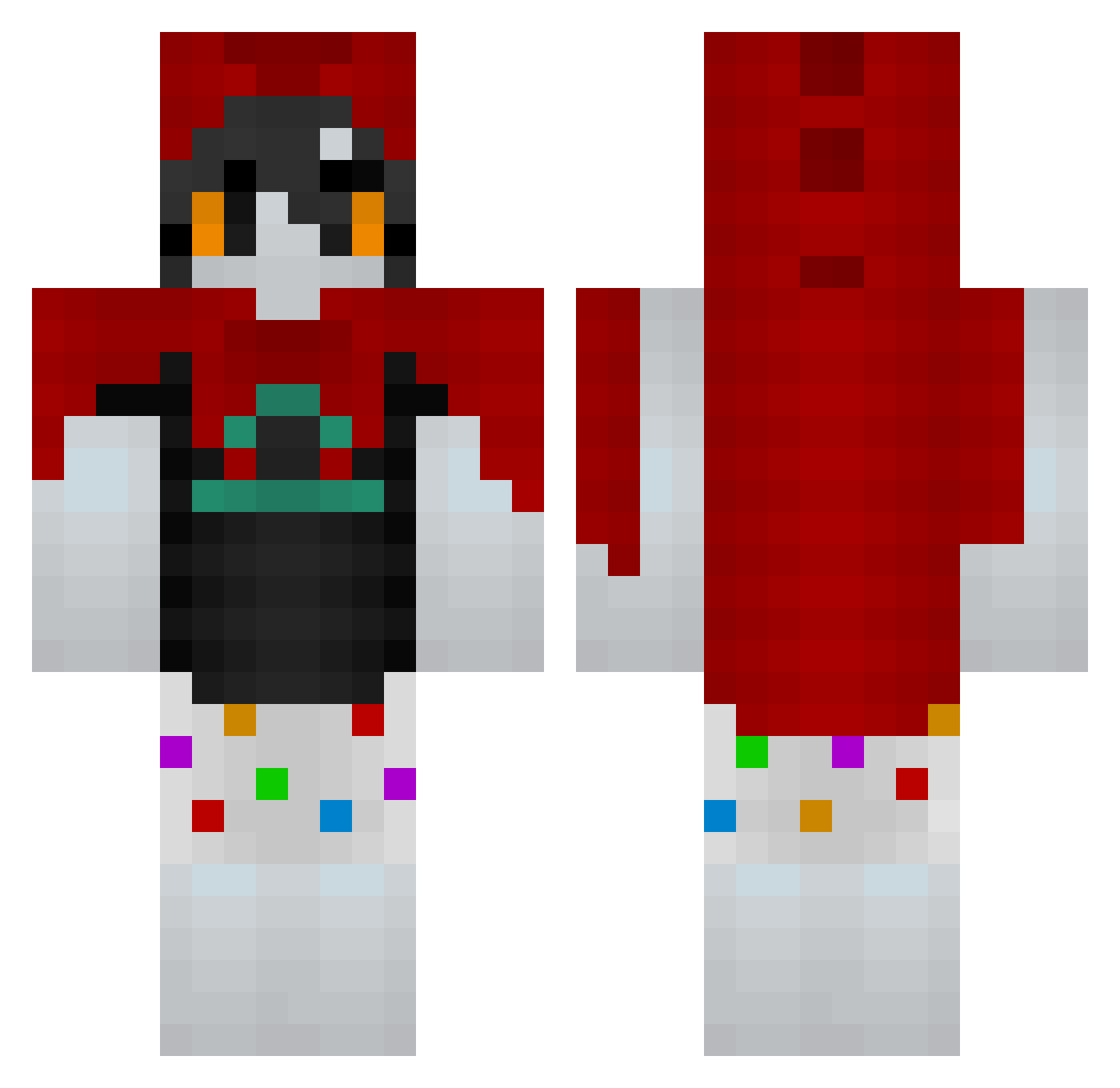 Stupet Minecraft skin, front and back view