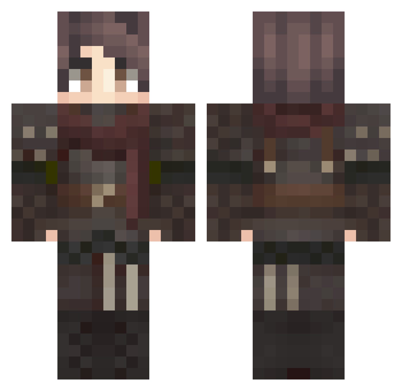 Viiiza Minecraft skin, front and back view