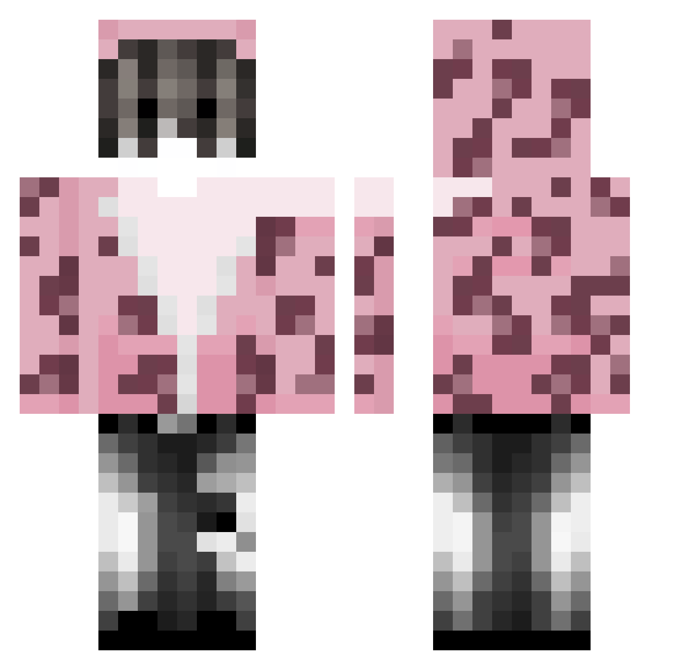 1v1roomowner Minecraft skin, front and back view
