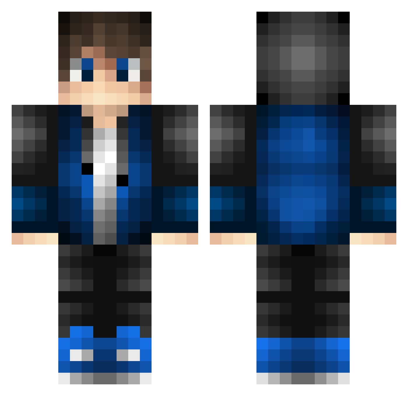 sorti6 Minecraft skin, front and back view