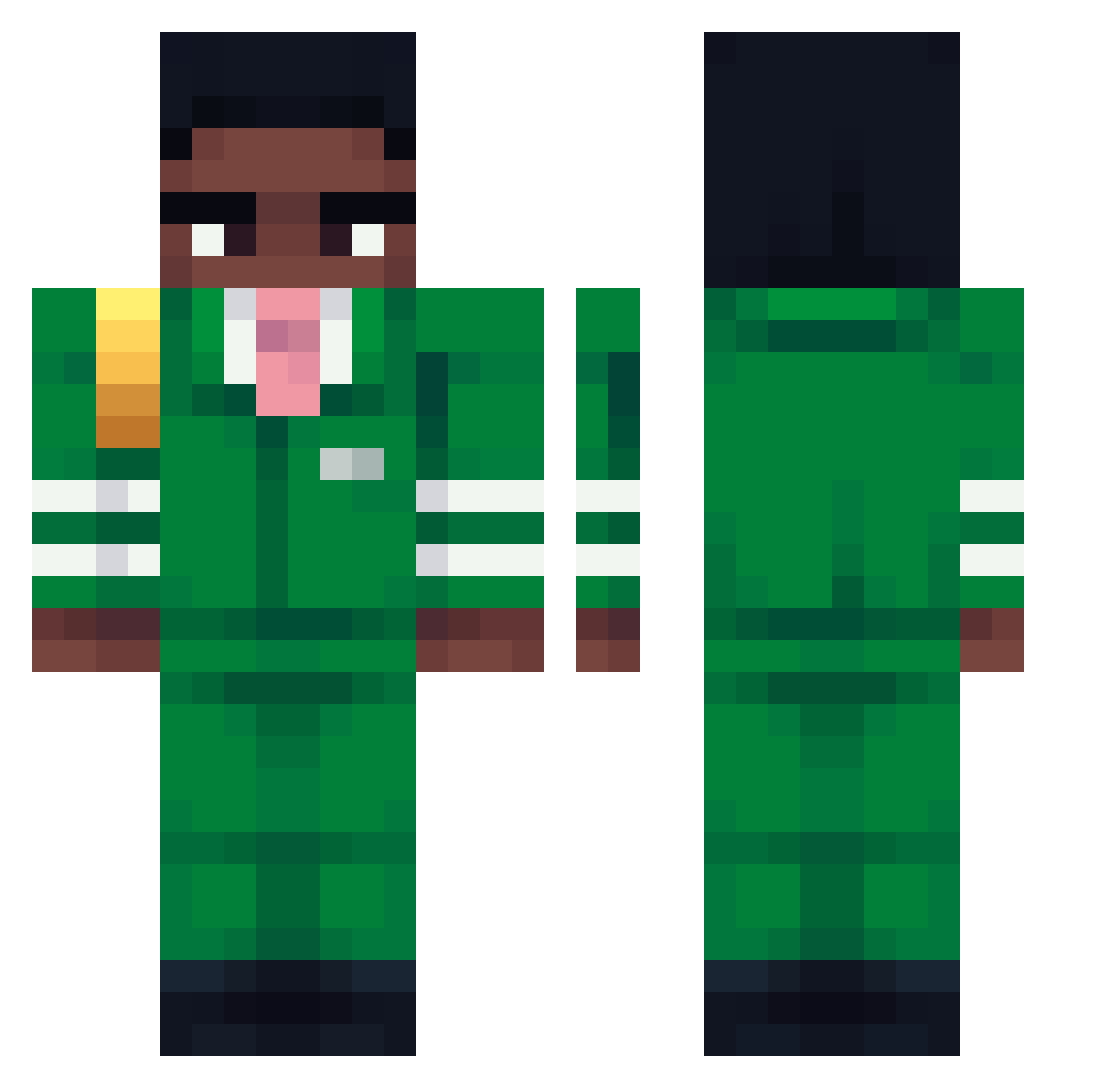 devinske Minecraft skin, front and back view