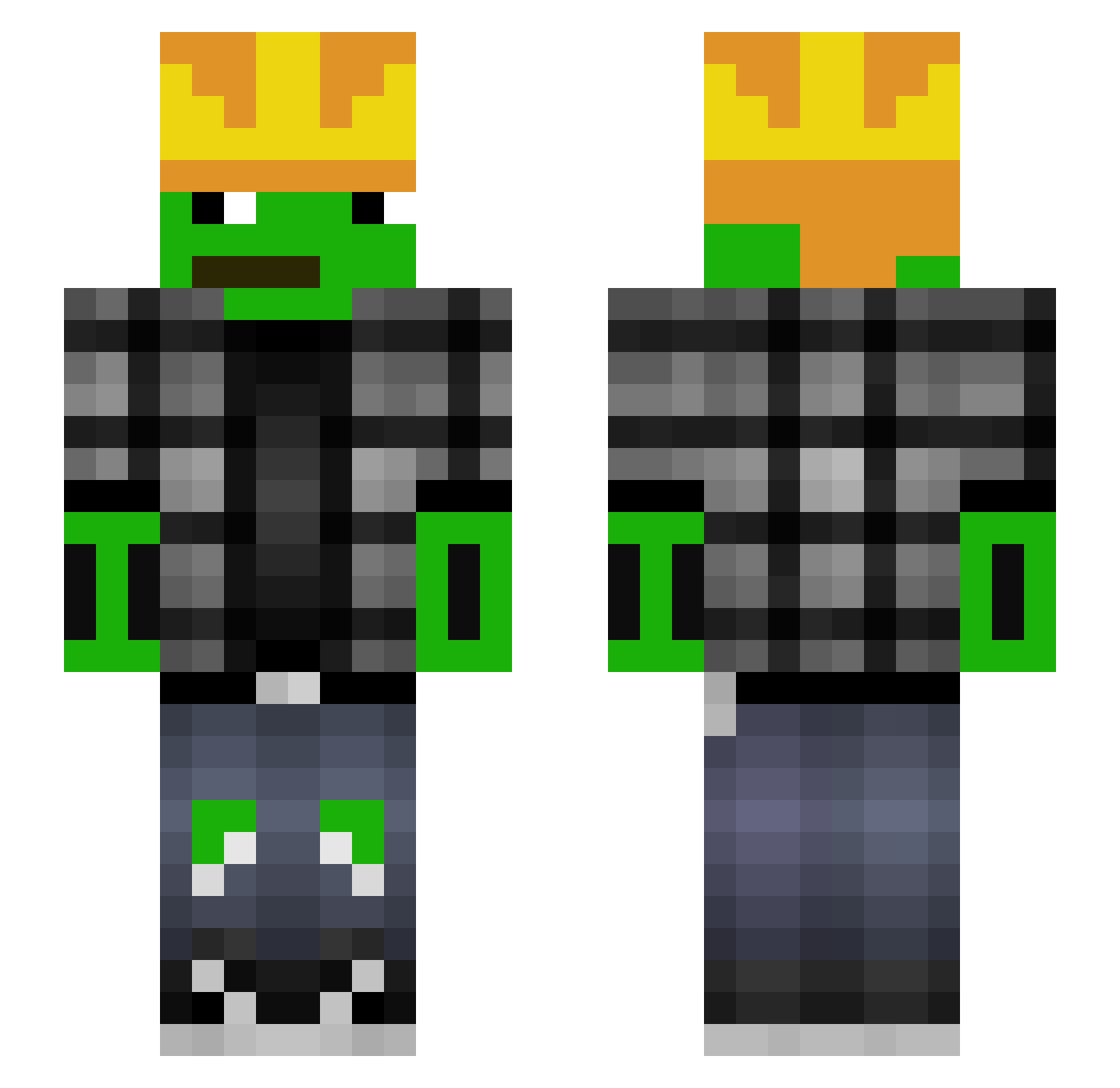 CMitts Minecraft skin, front and back view