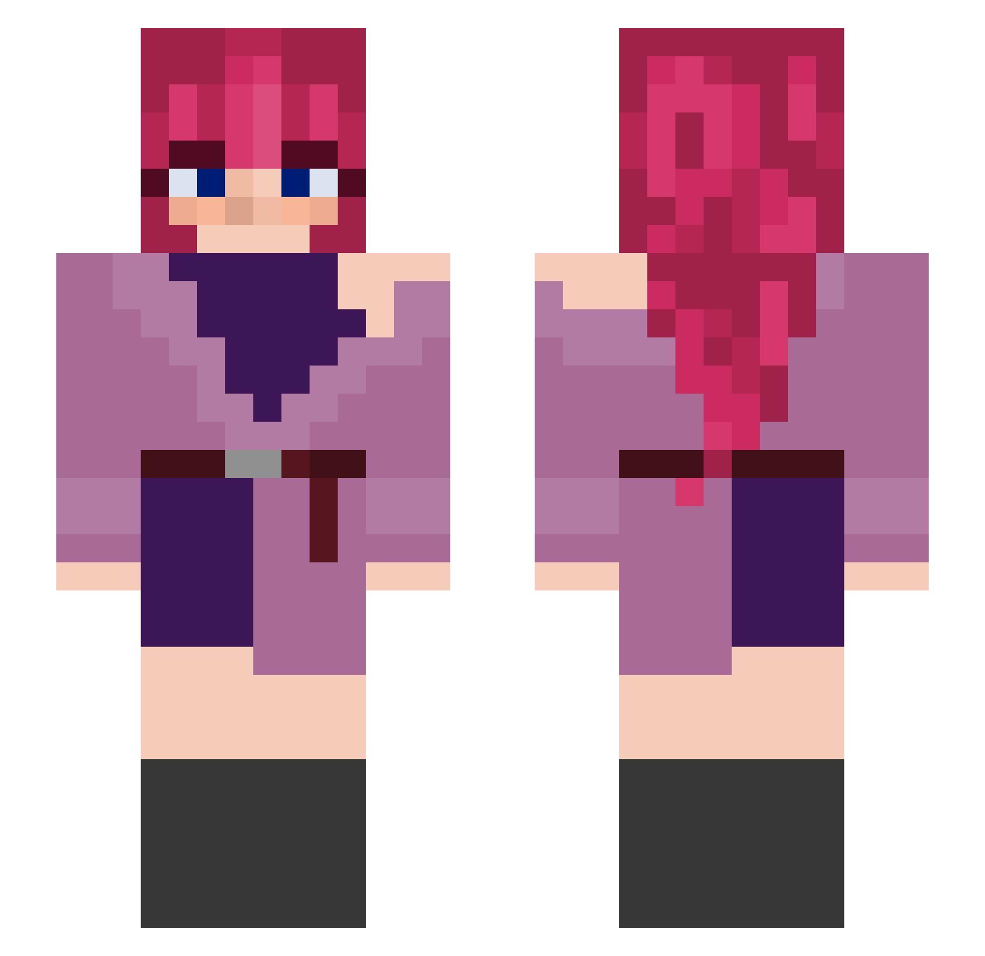 Nikoriko666 Minecraft skin, front and back view