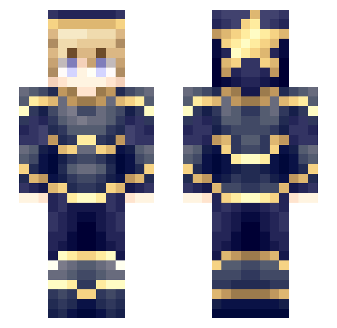 MissADay Minecraft skin, front and back view