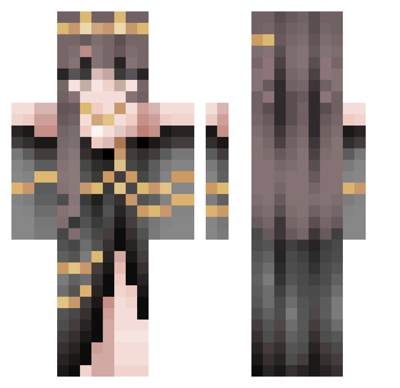 Tuft1 Minecraft skin, front and back view