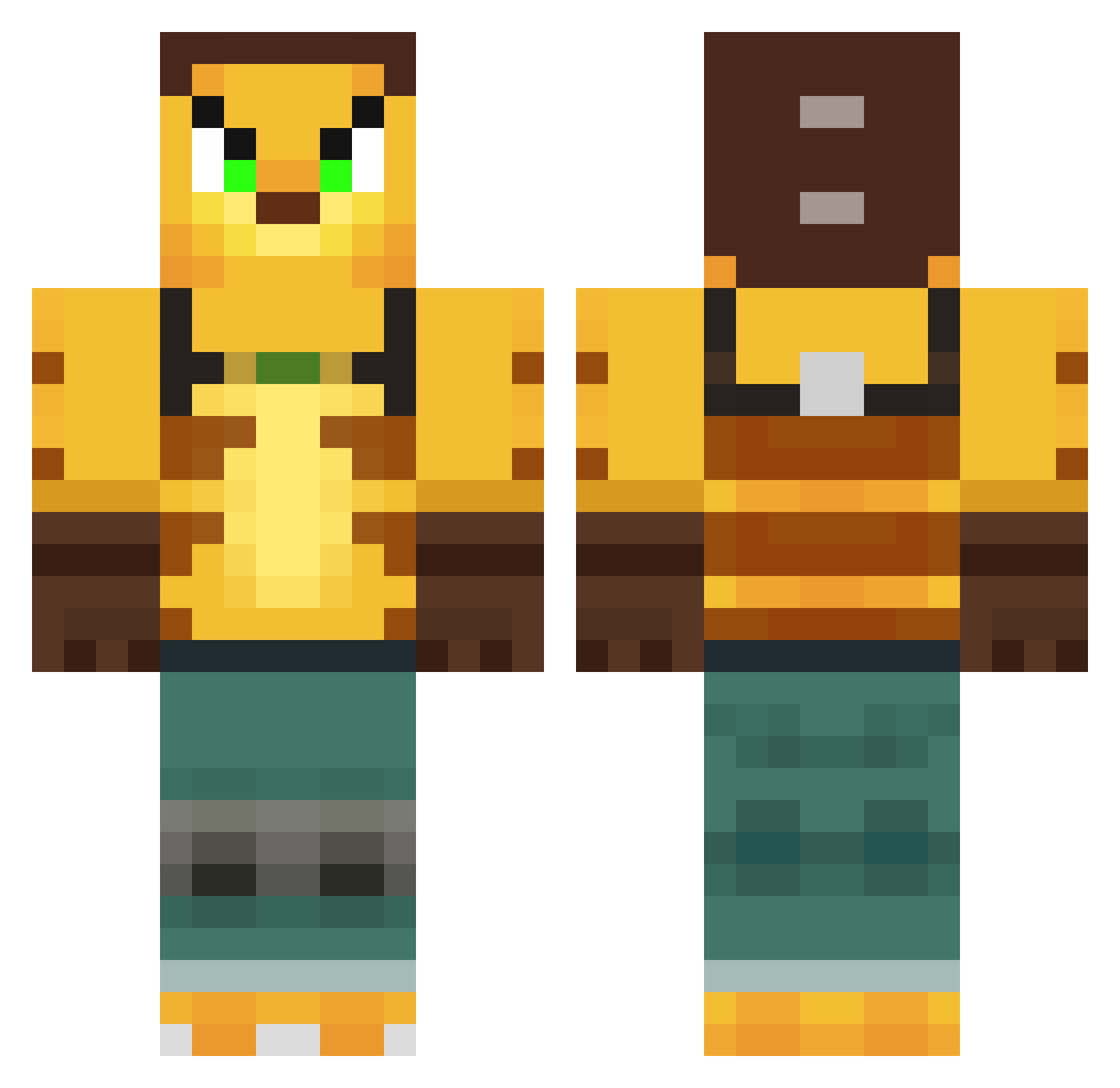 OxioFR Minecraft skin, front and back view