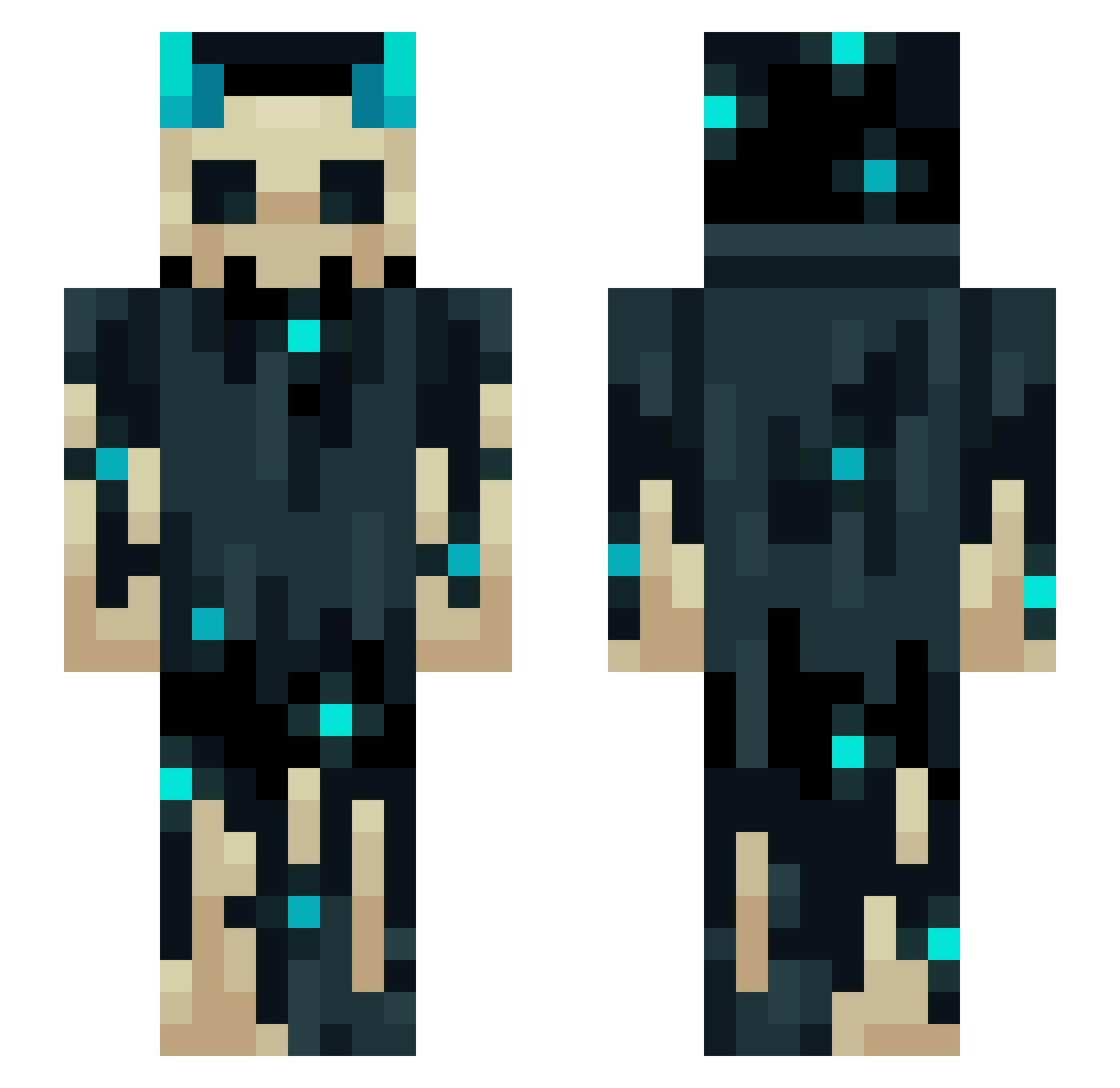 endersaad Minecraft skin, front and back view