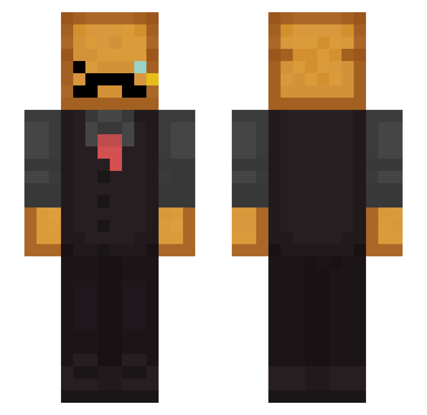 BLacKWoxY Minecraft skin, front and back view