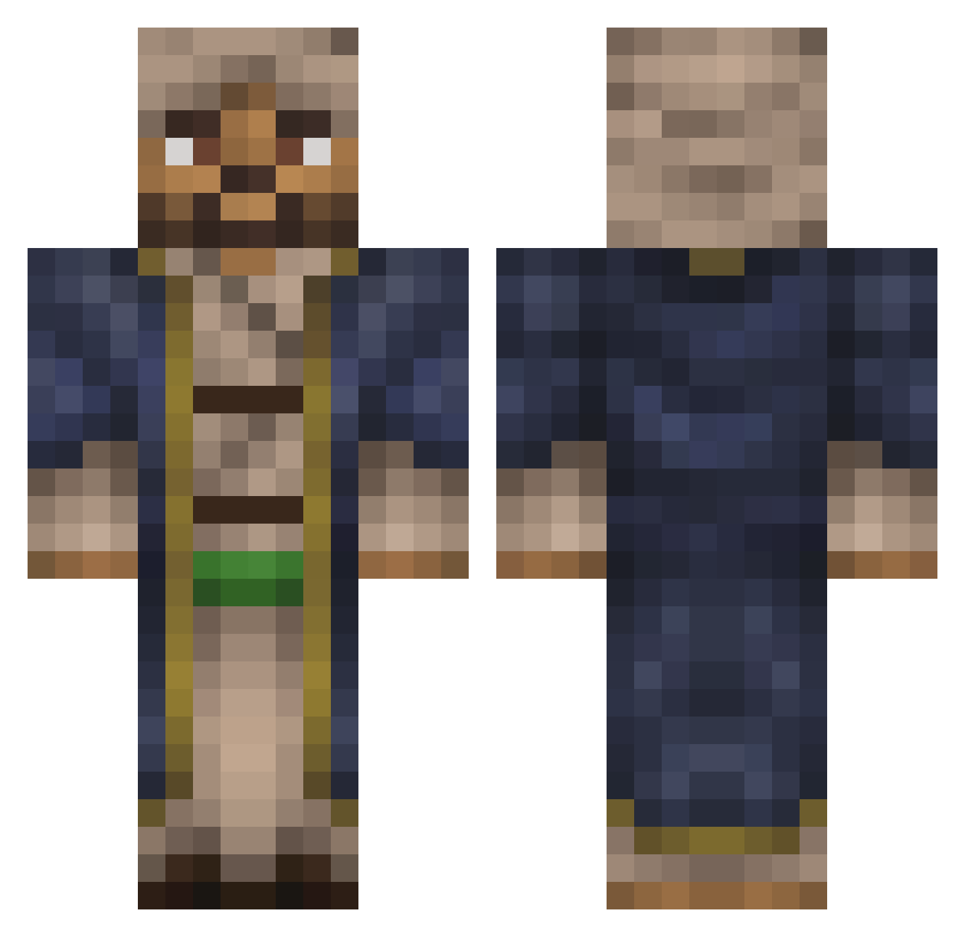Hasmf Minecraft skin, front and back view