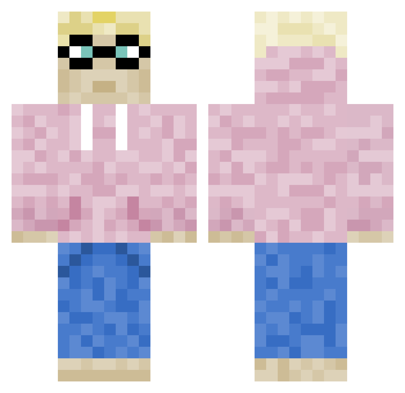 wannatouchit Minecraft skin, front and back view