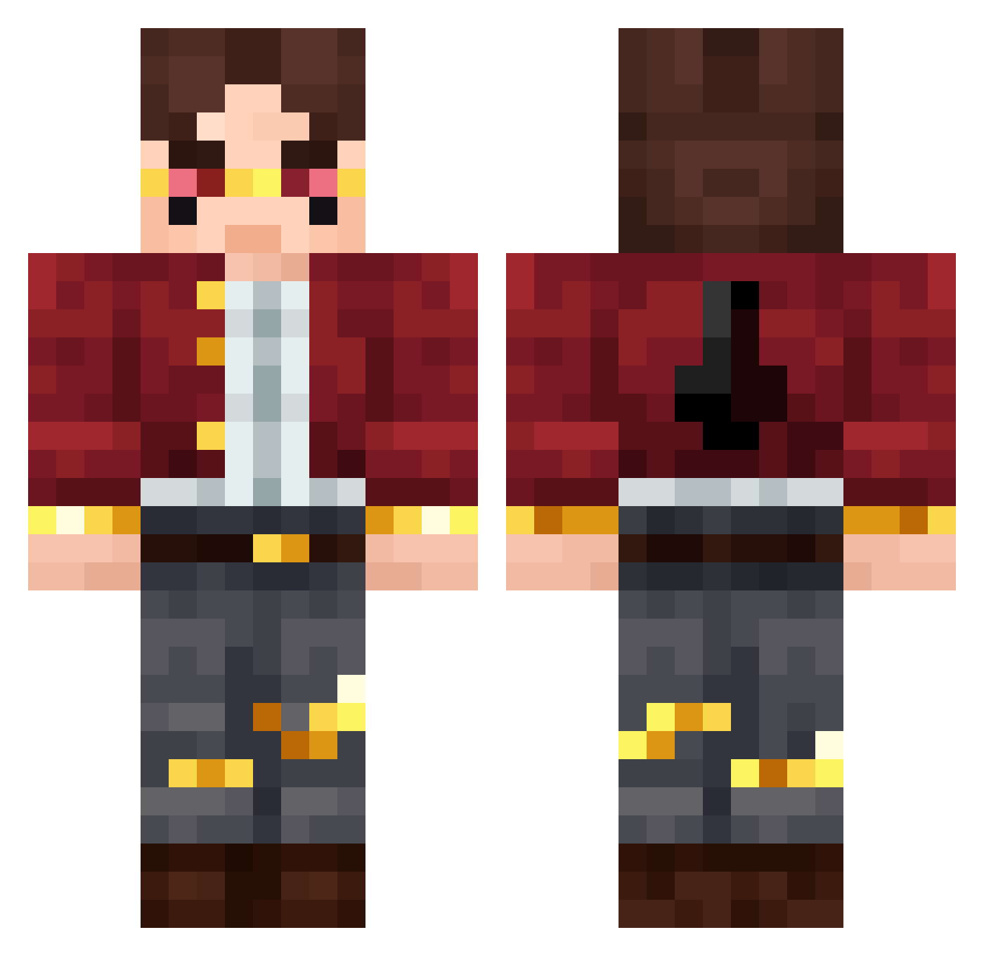 Zynqz Minecraft skin, front and back view