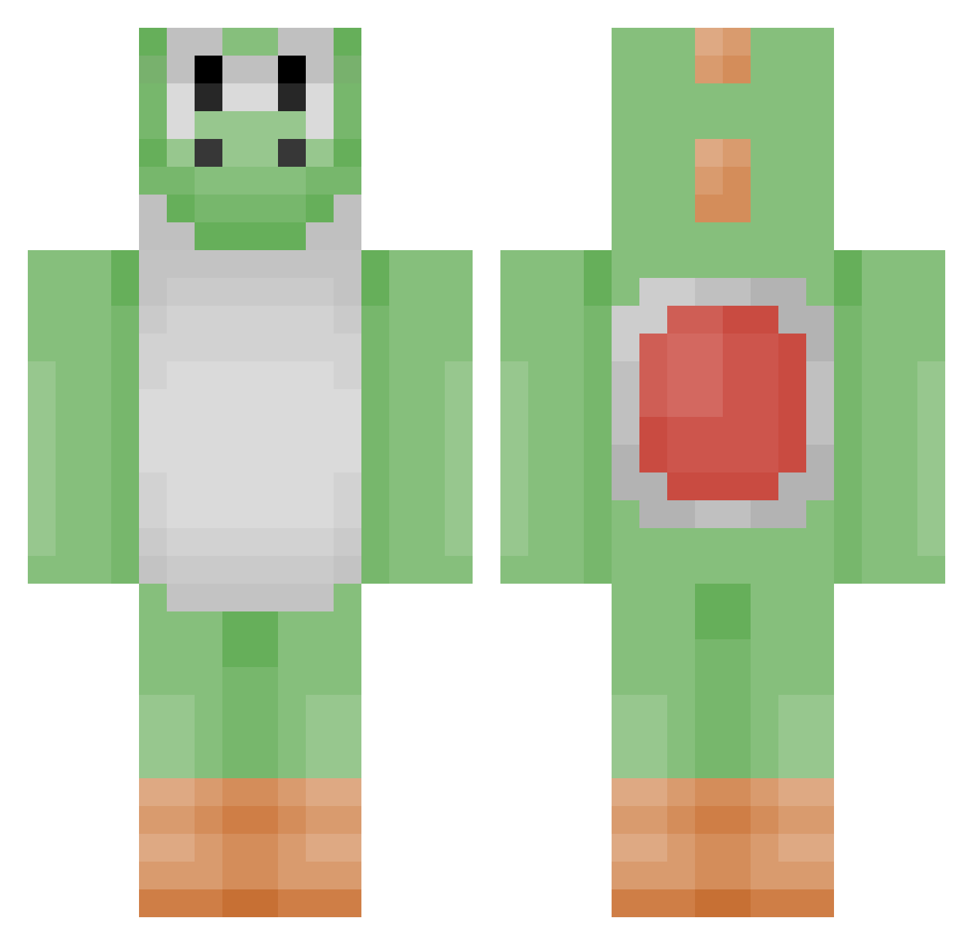 Physicxl Minecraft skin, front and back view