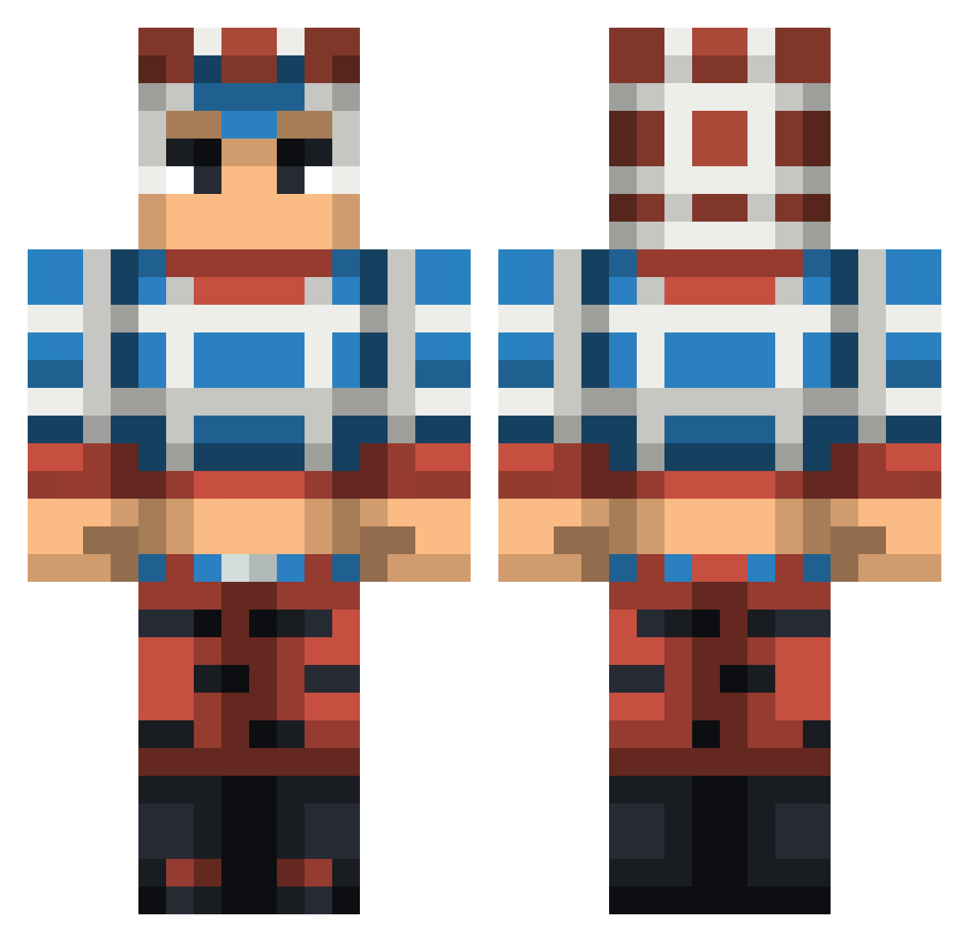 AstroWORLDz Minecraft skin, front and back view