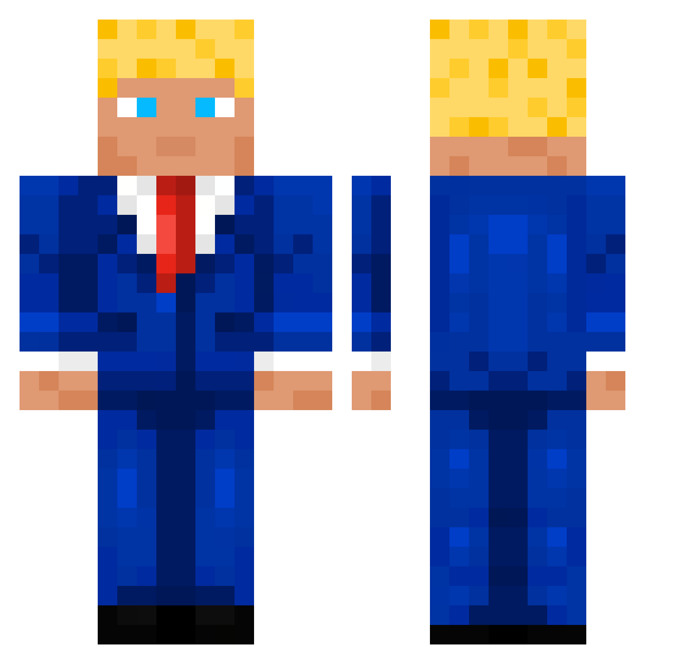 Reefydeen Minecraft skin, front and back view