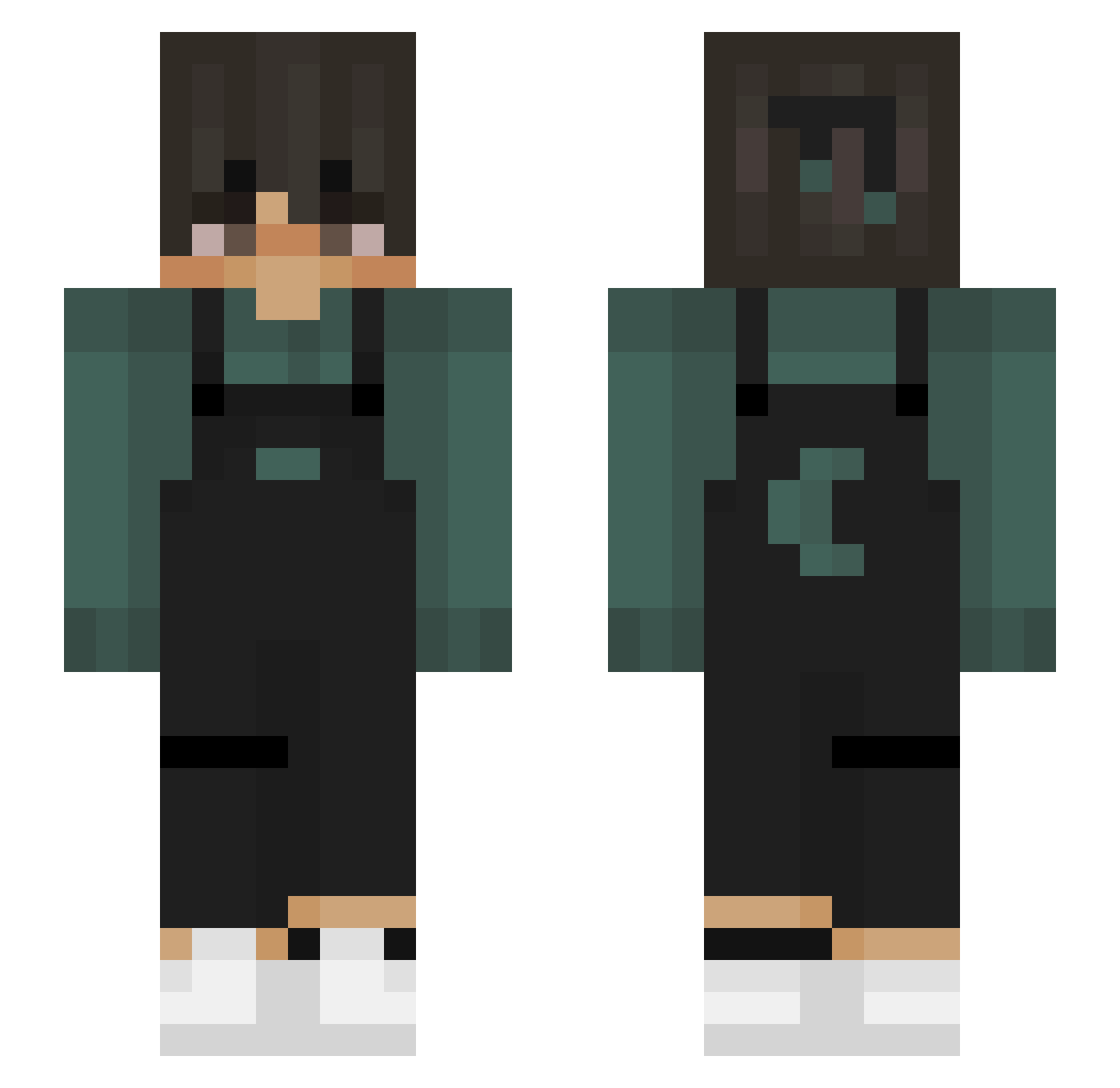 Wiltedd Minecraft skin, front and back view