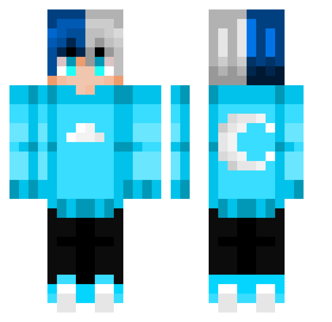 Moles Minecraft skin, front and back view