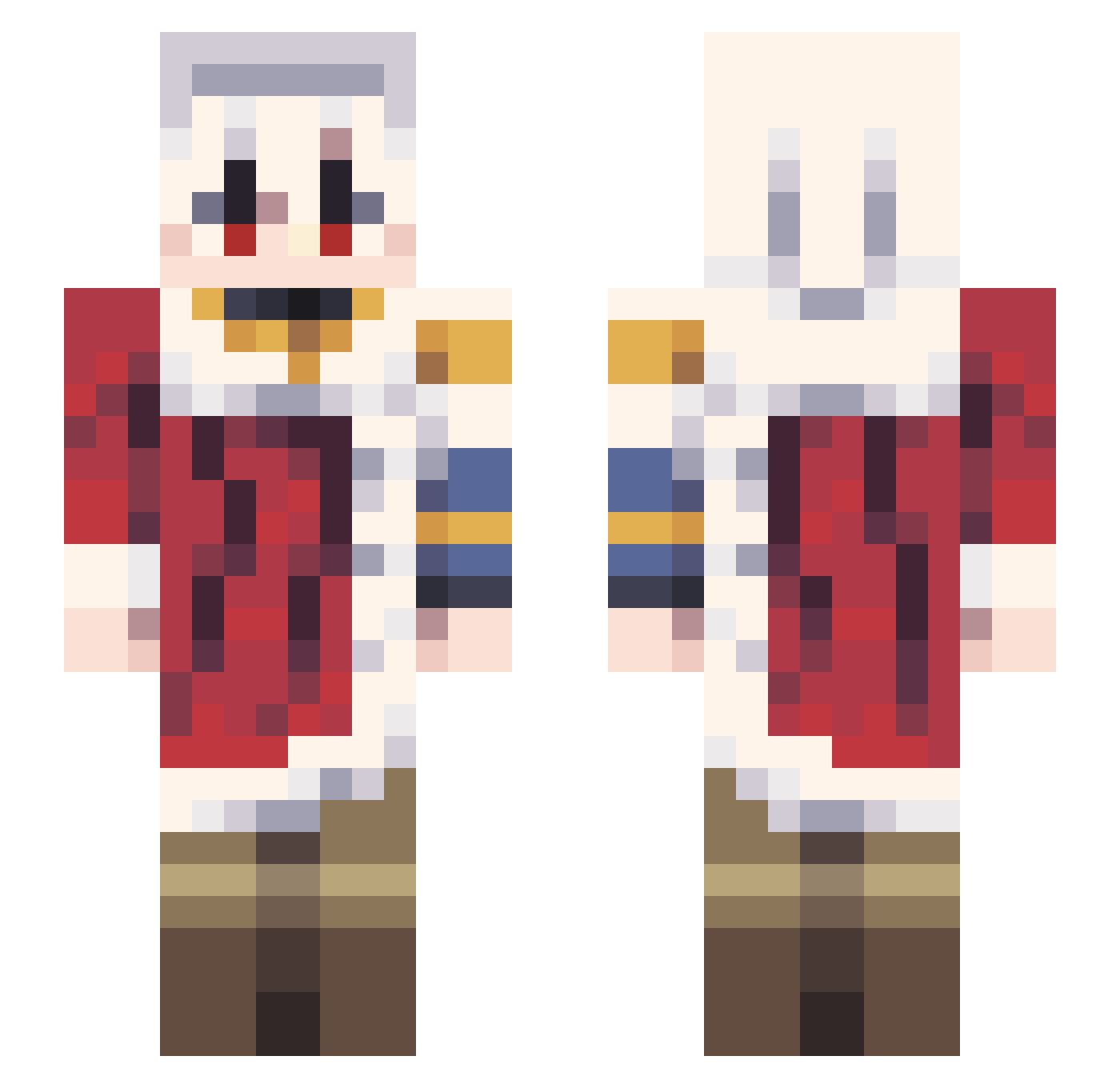 ImSanemi Minecraft skin, front and back view