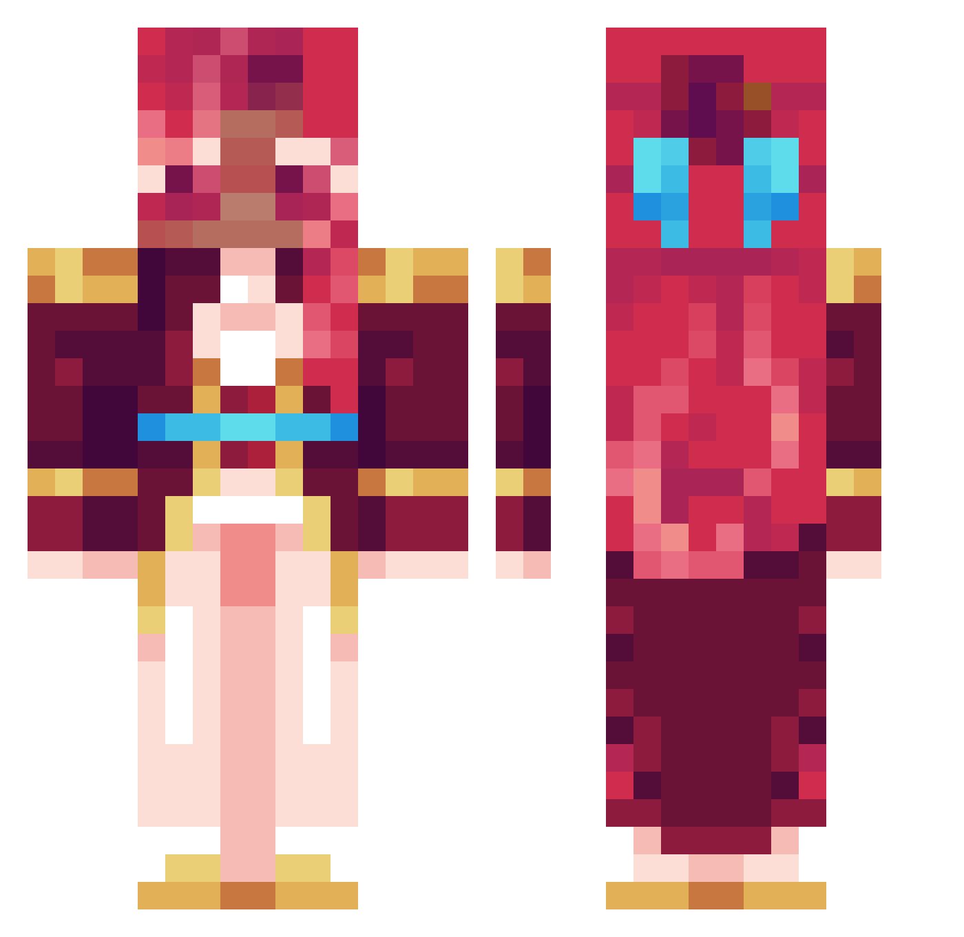 AmberVampire Minecraft skin, front and back view