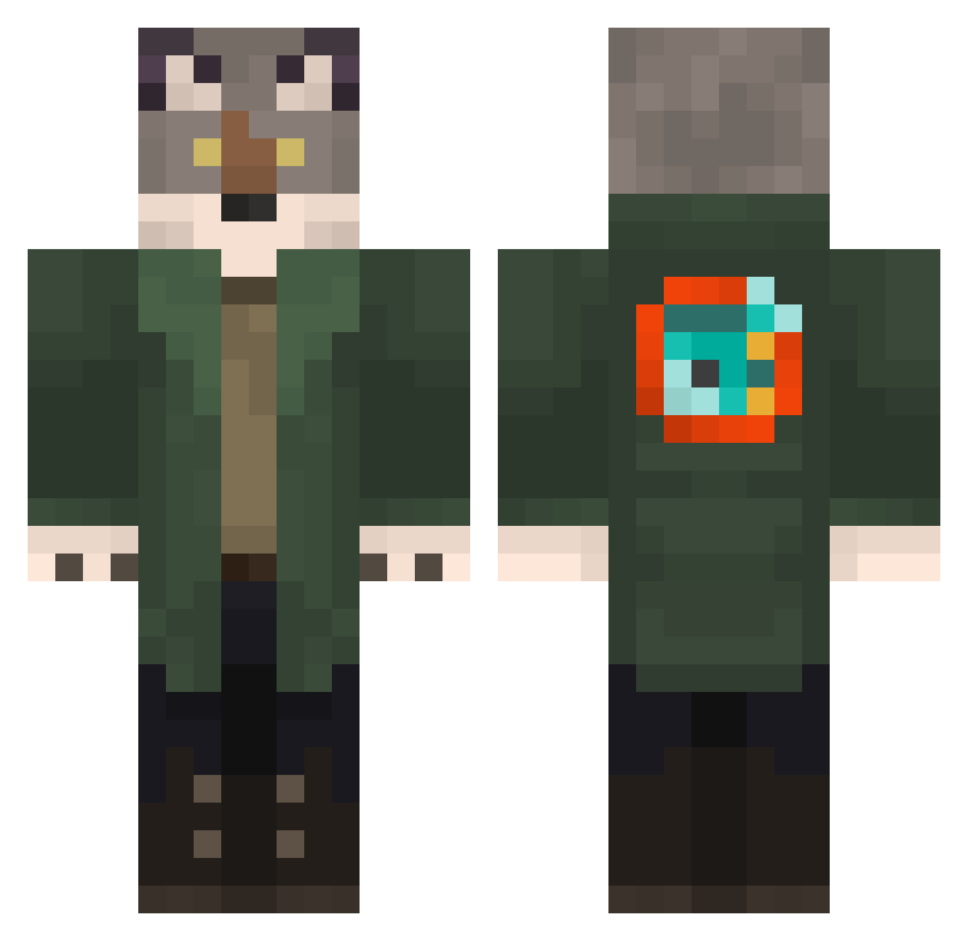 HadalSun Minecraft skin, front and back view