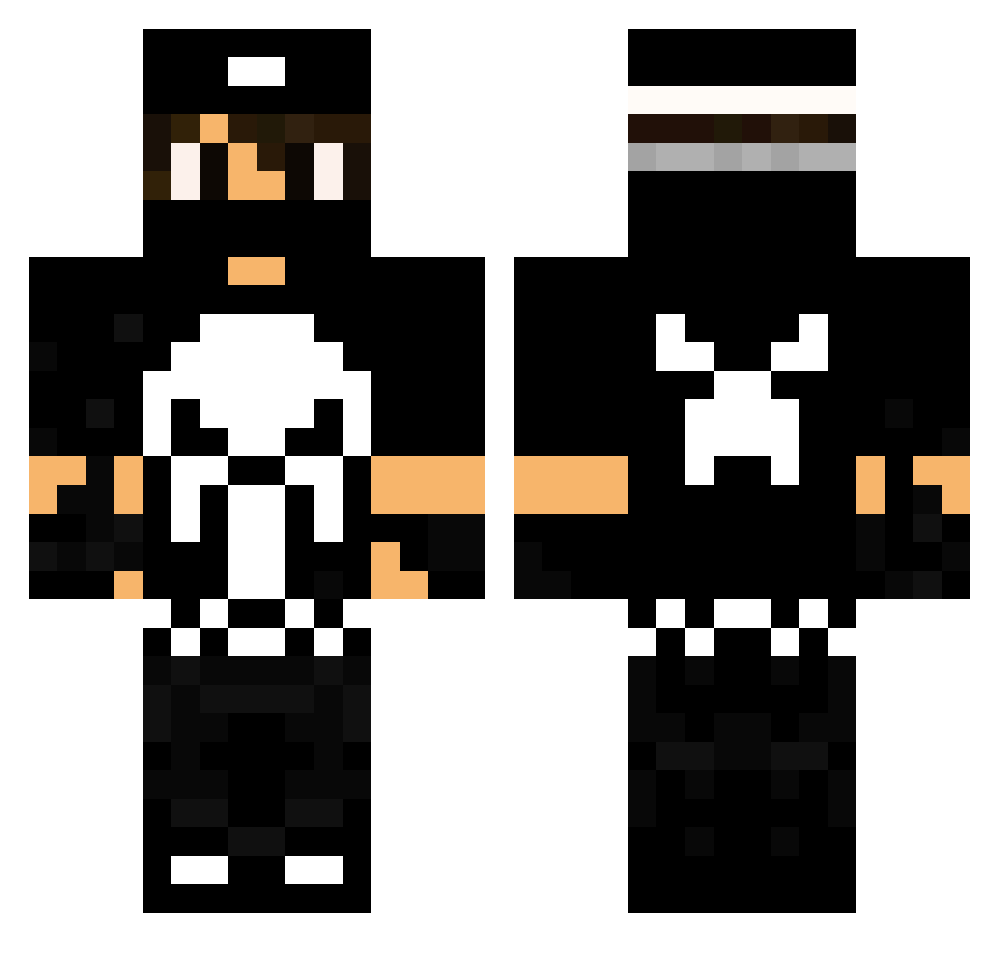 shedw Minecraft skin, front and back view