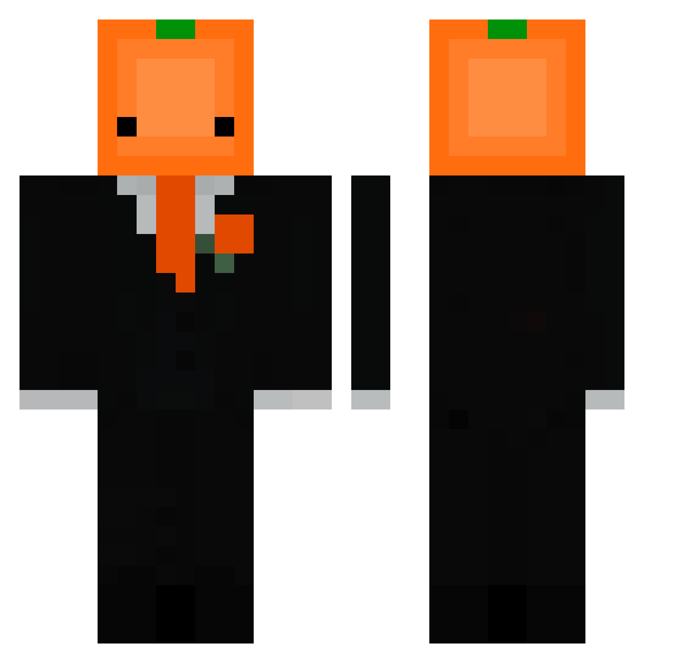 OrangeJuiceeyy Minecraft skin, front and back view
