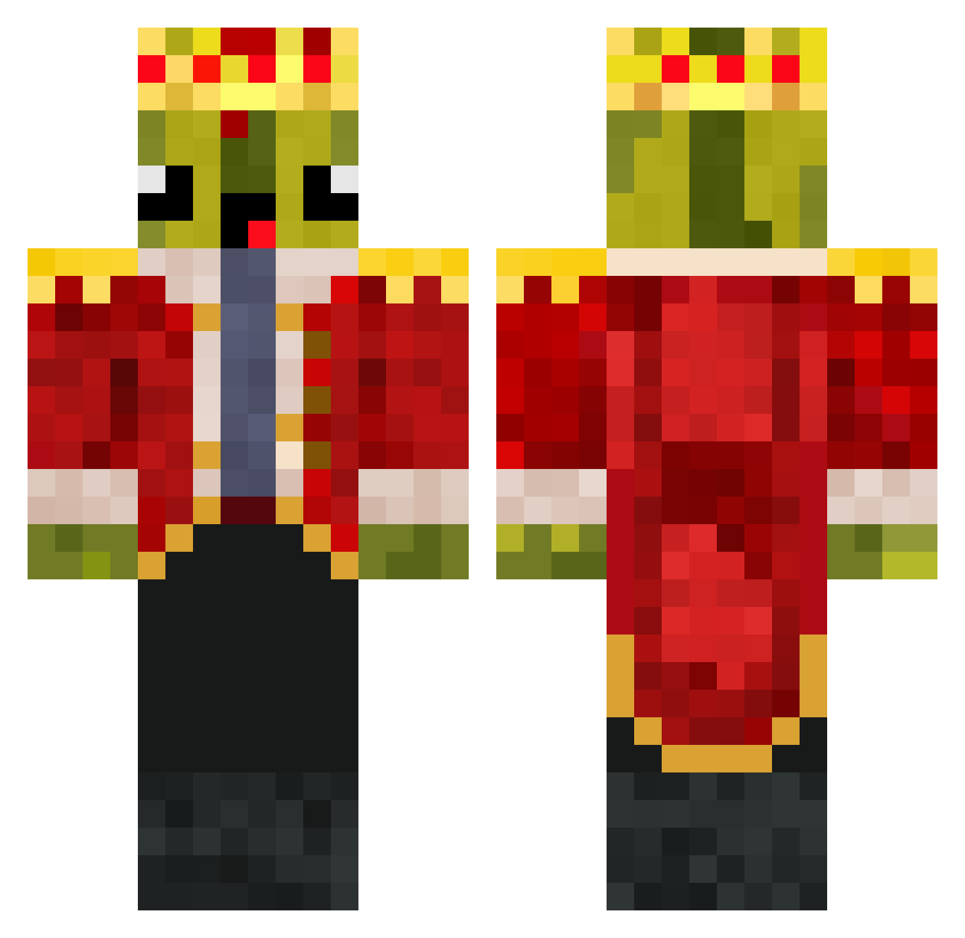 Benisop89 Minecraft skin, front and back view
