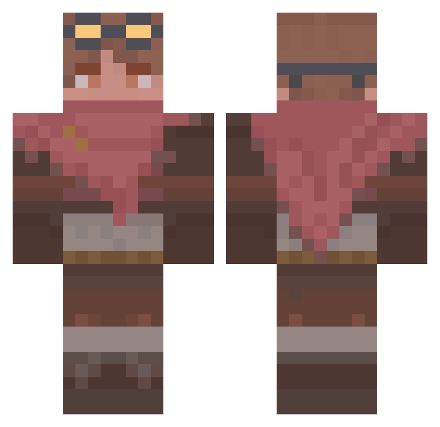 Nejimon Minecraft skin, front and back view